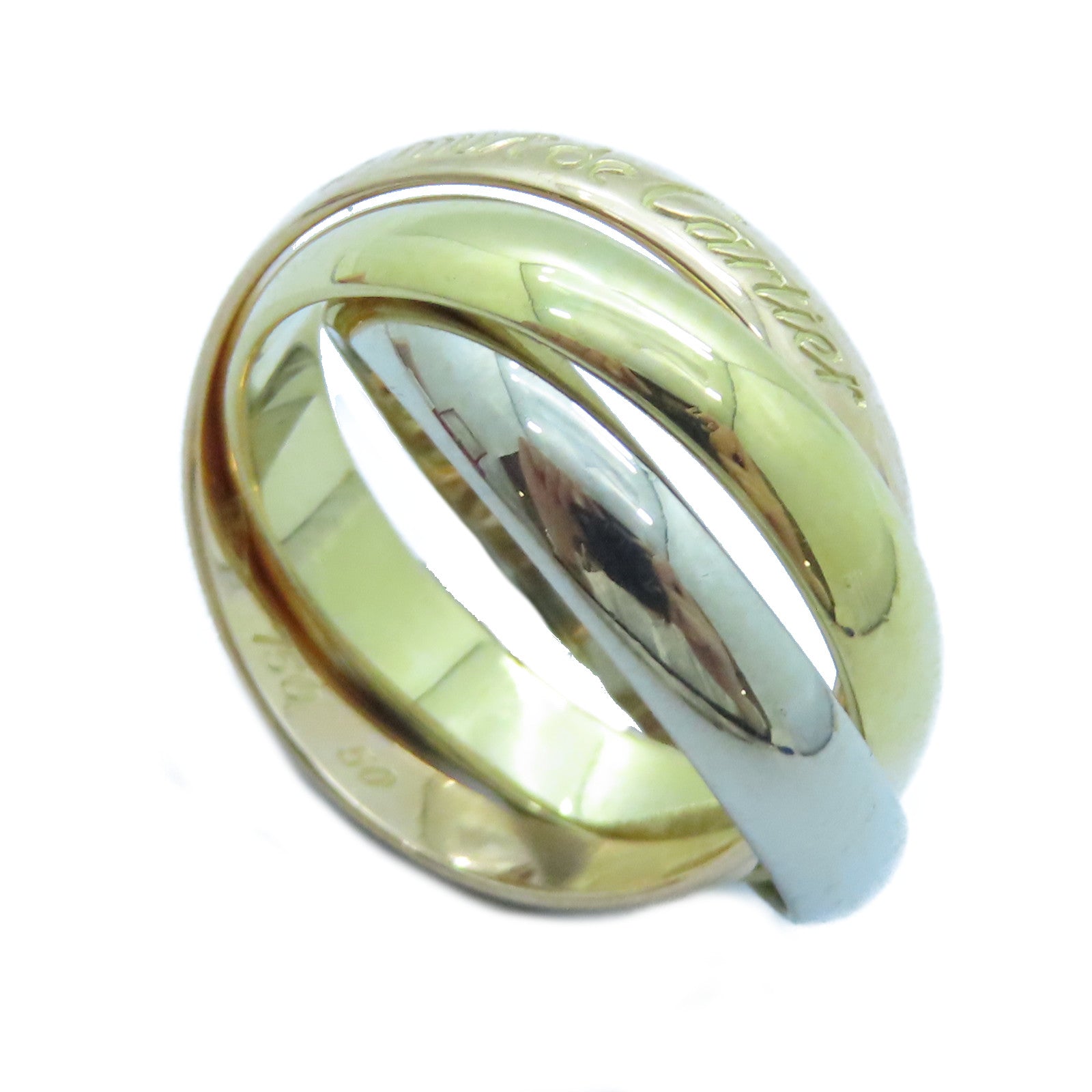 CARTIER 18K黃金/白金/玫瑰金Trinity戒指Cartier#50/US#5.25