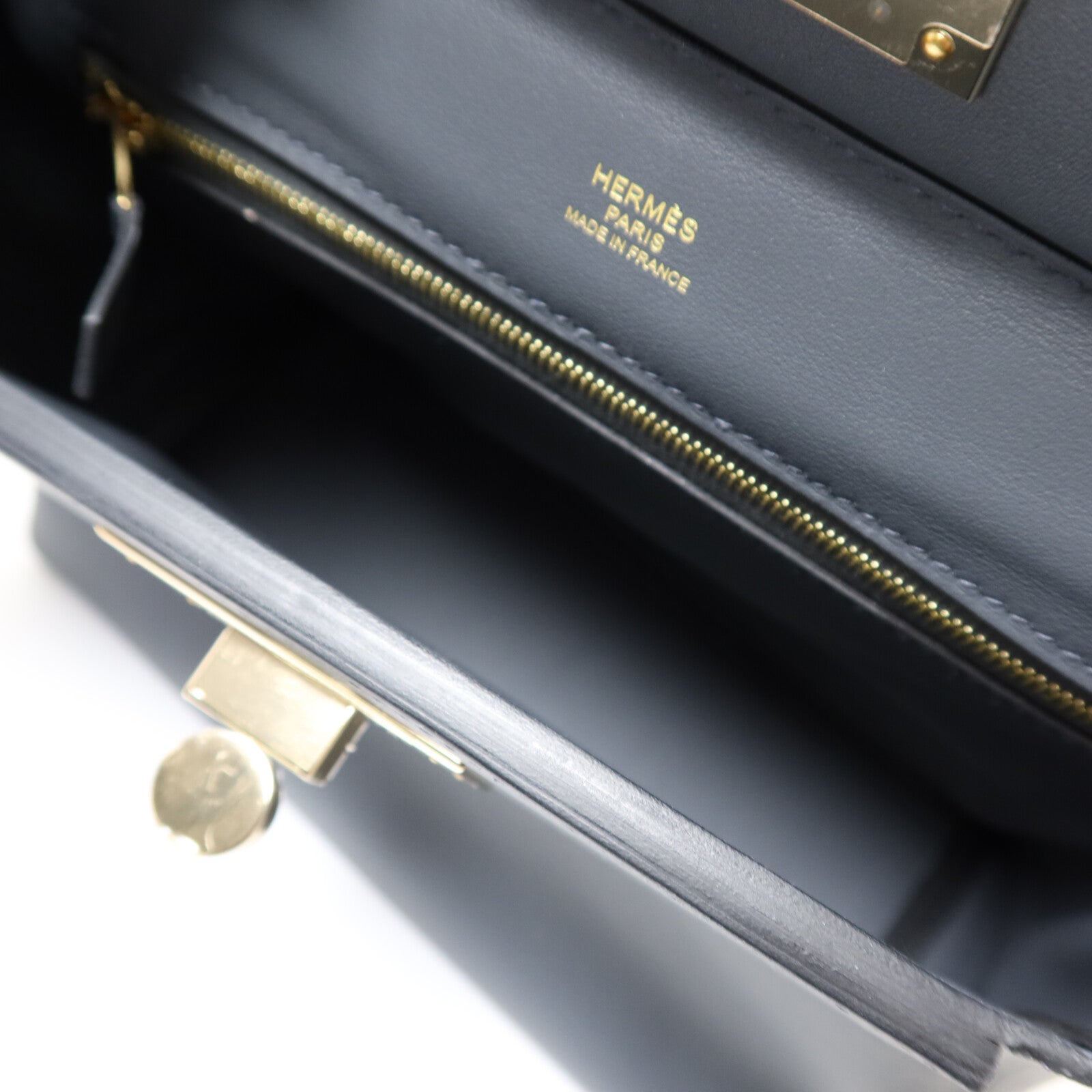 HERMES Swift皮革24/24 Mini金手扣手挽肩背兩用袋Gris Misty