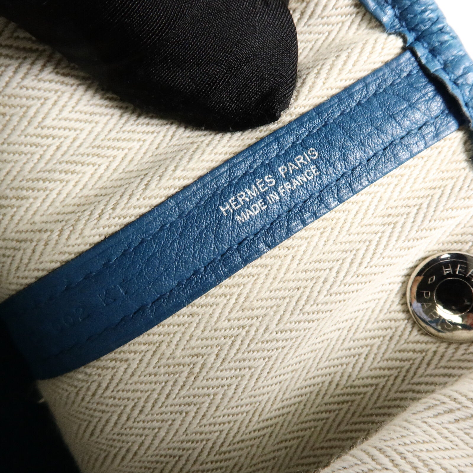 HERMES Clemence皮革Garden Party TPM手挽袋Cobalt