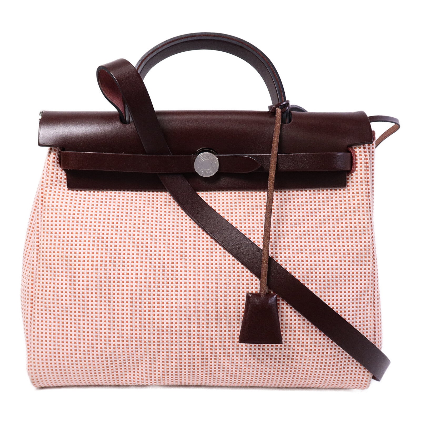 HERMES 帆布Herbag 31手挽肩背兩用袋Rouge Sellier