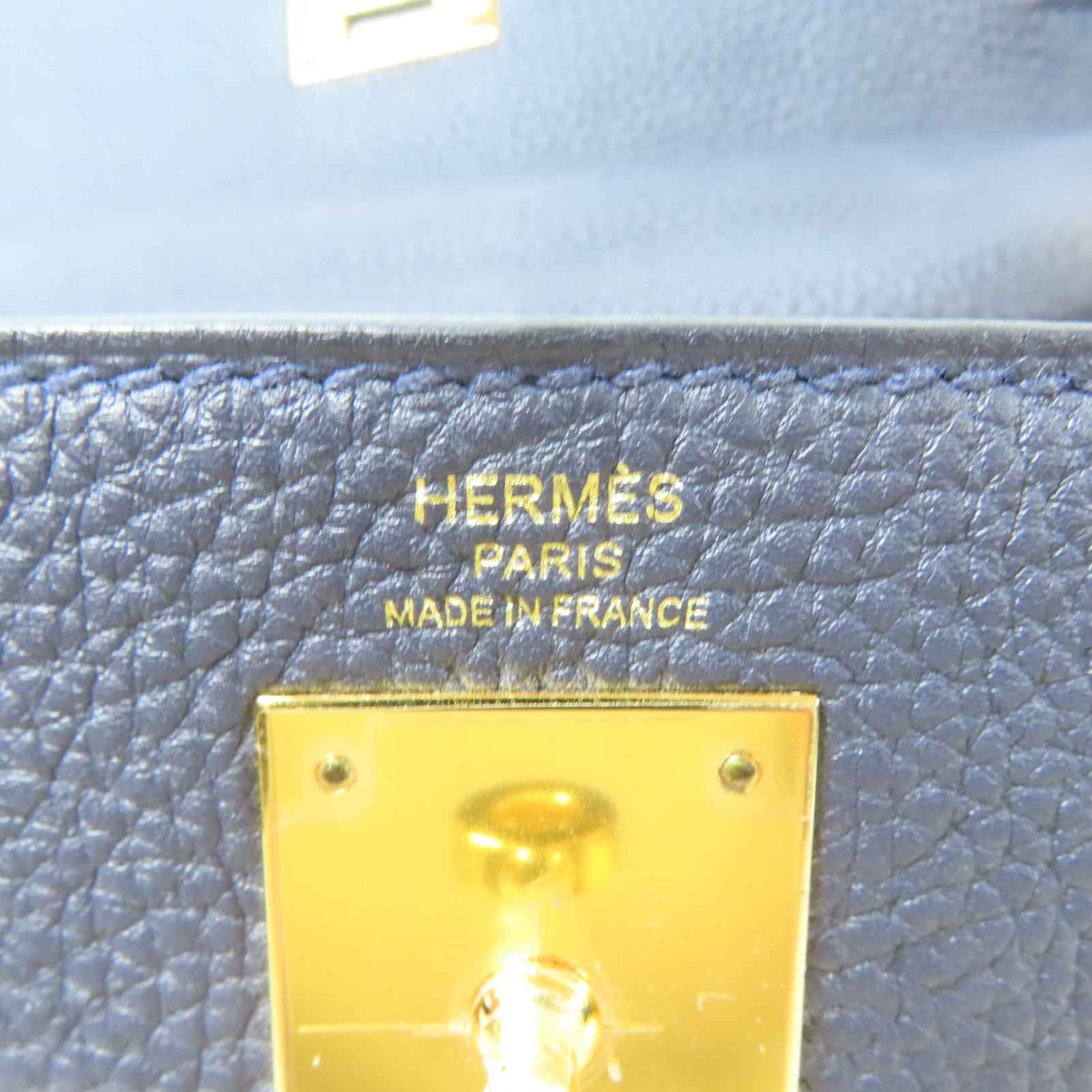 HERMES Togo皮革Kelly 28金扣手挽肩背兩用袋深藍色