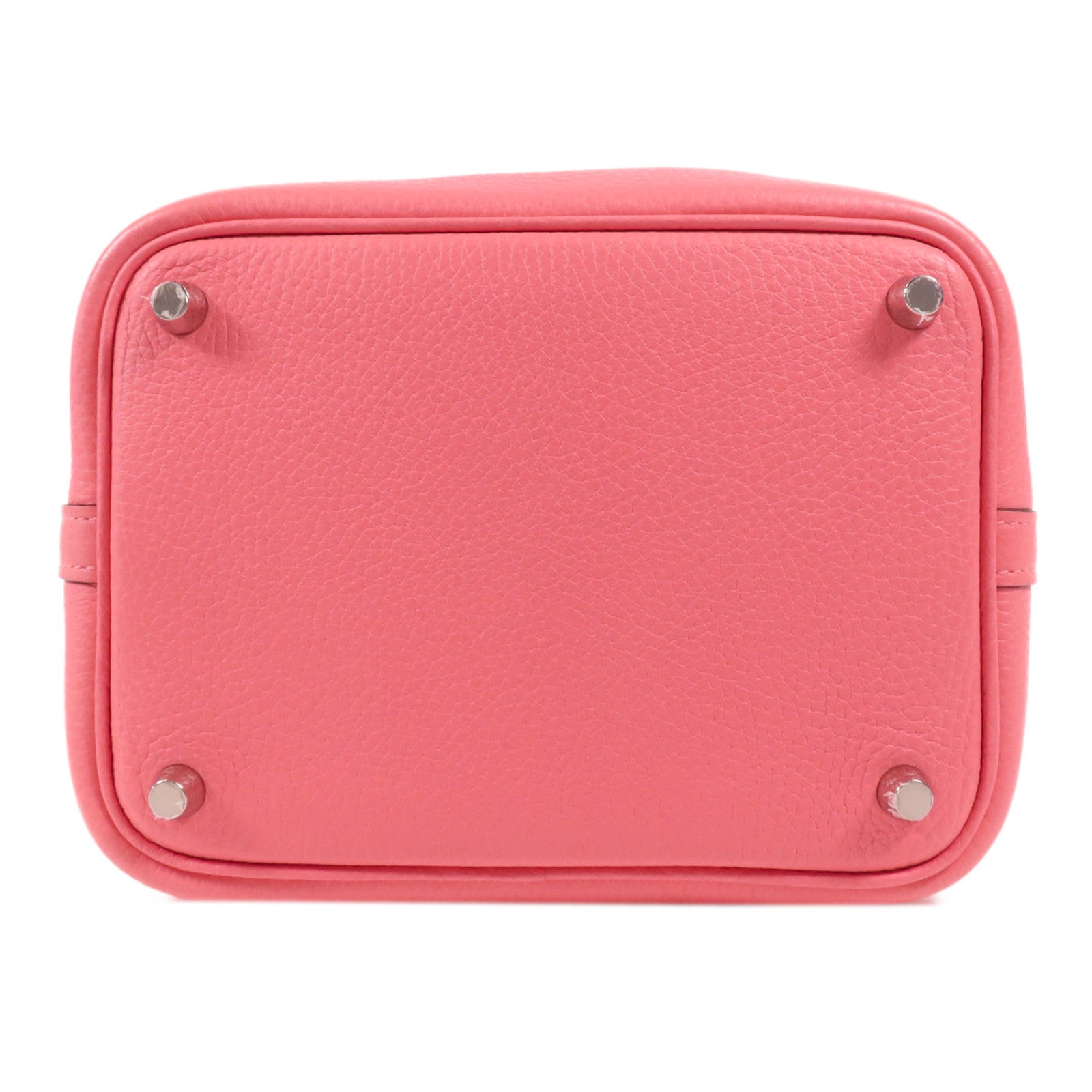 HERMES Clemence皮革Picotin PM銀扣手挽袋Rose Azalee