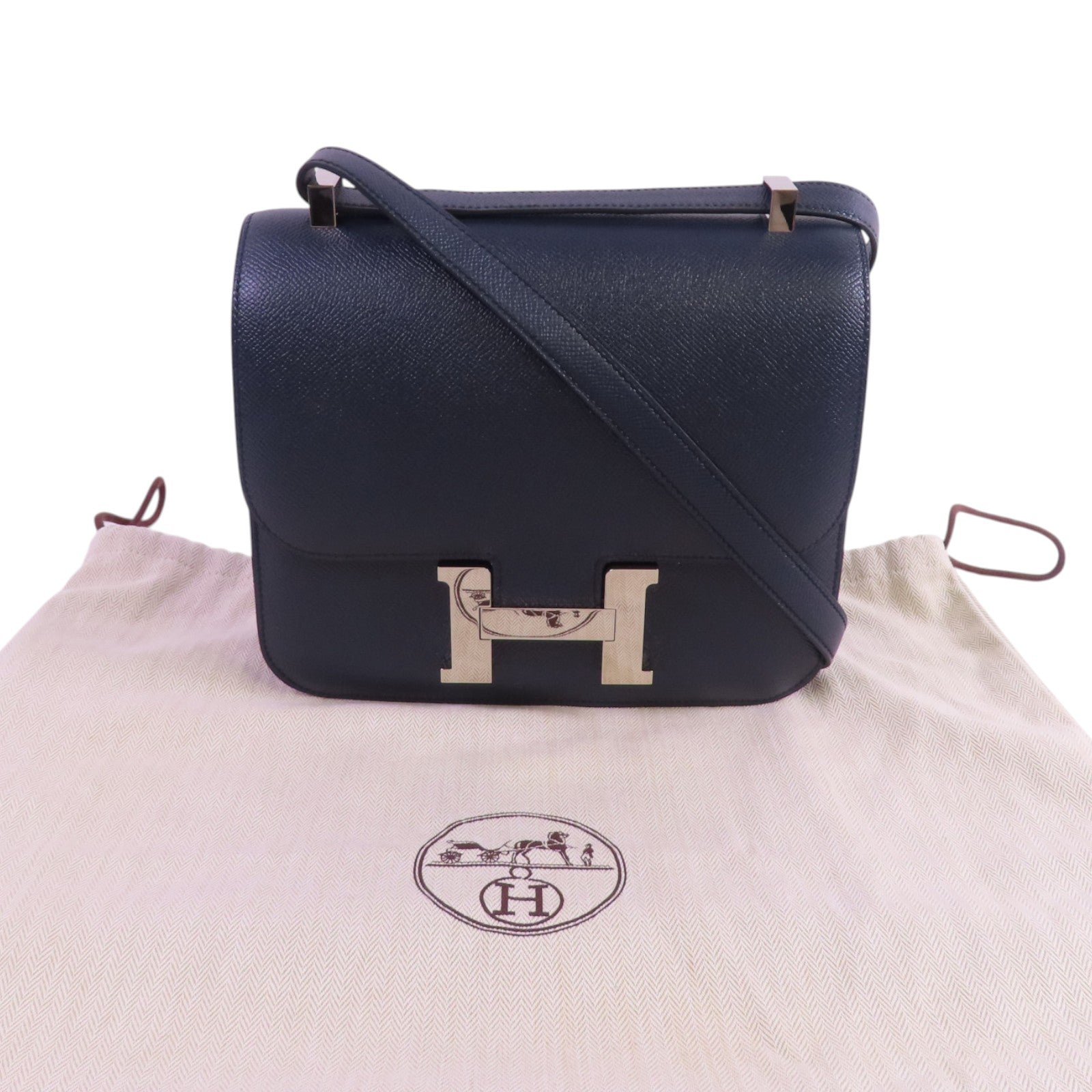 HERMES Epsom皮革Constance 24 Shoulder Bag銀扣肩背袋