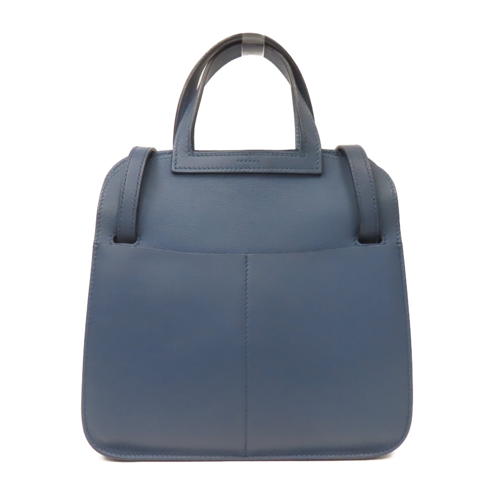 HERMES Swift皮革Mini Halzan Shoulder Bag銀扣肩背袋藍色