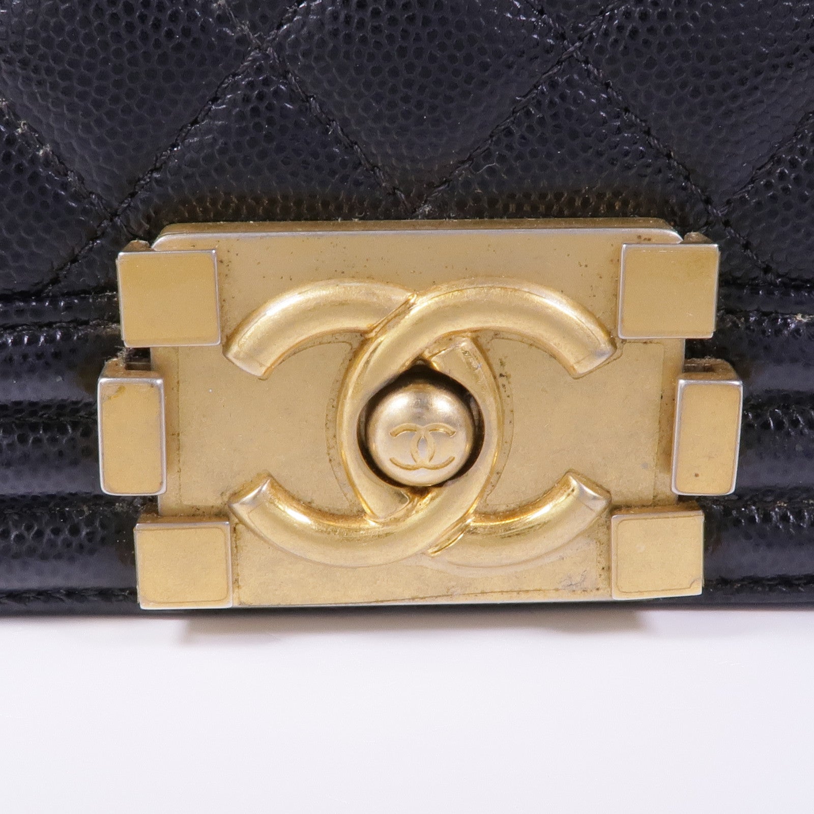 CHANEL 牛皮皮革Boy25金扣鏈帶肩背袋