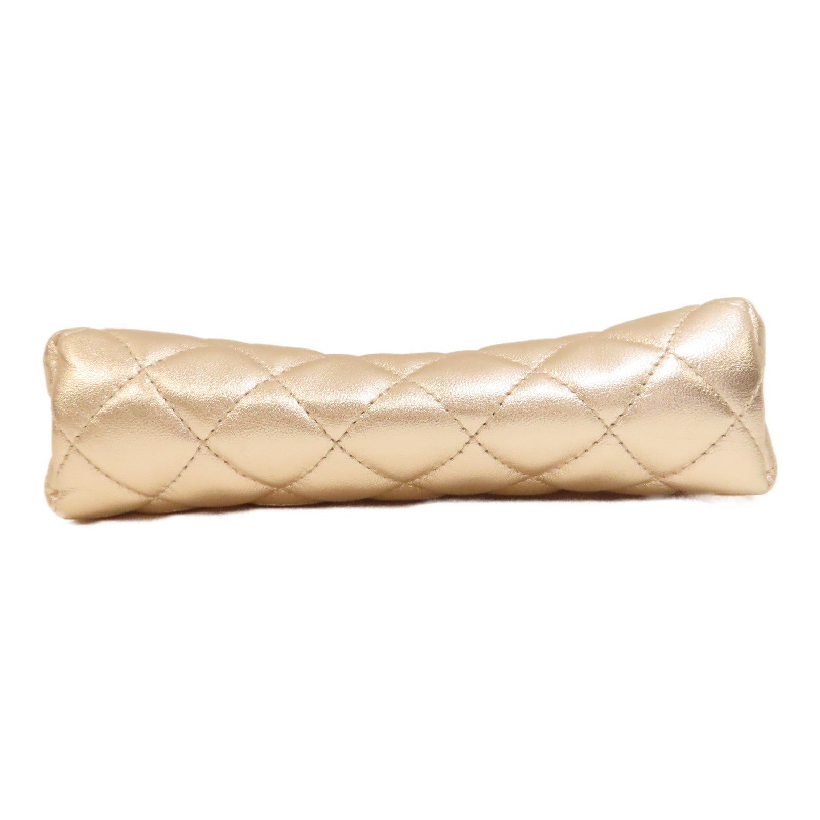CHANEL 【激減優惠】菱格羊皮皮革Pouch銀扣手拿包金色
