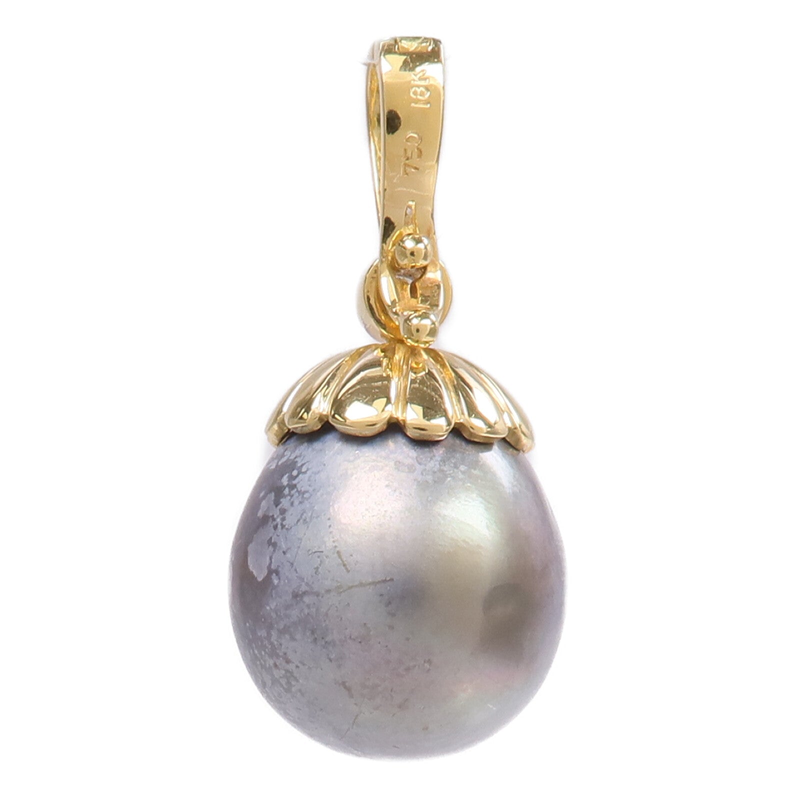 JEWELRY 18K黃金Black Pearl Diamond Pendant Top黑珍珠/鑽石吊墜