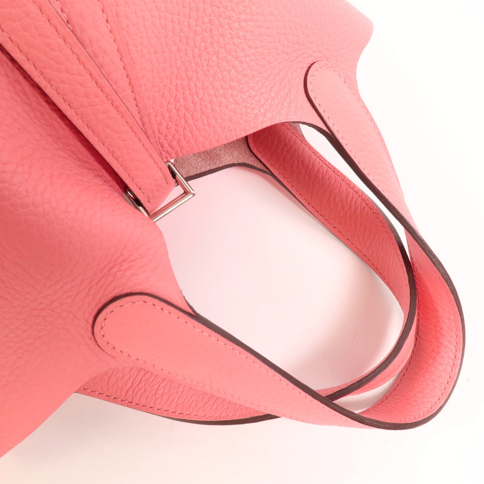 HERMES Clemence皮革Picotin PM銀扣手挽袋Rose Azalee