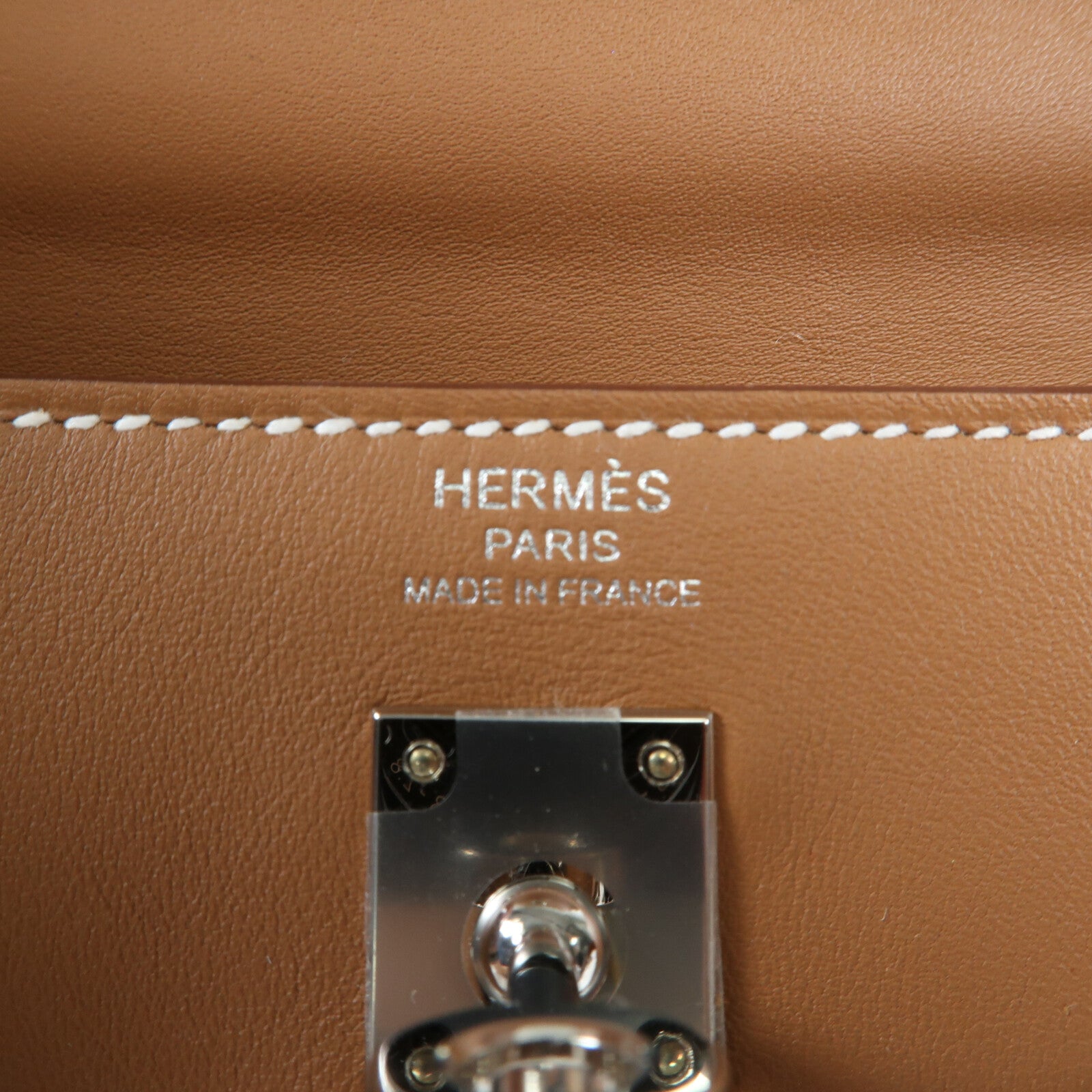 HERMES Vache Liegee皮革Kelly Moove銀扣肩背袋Gold