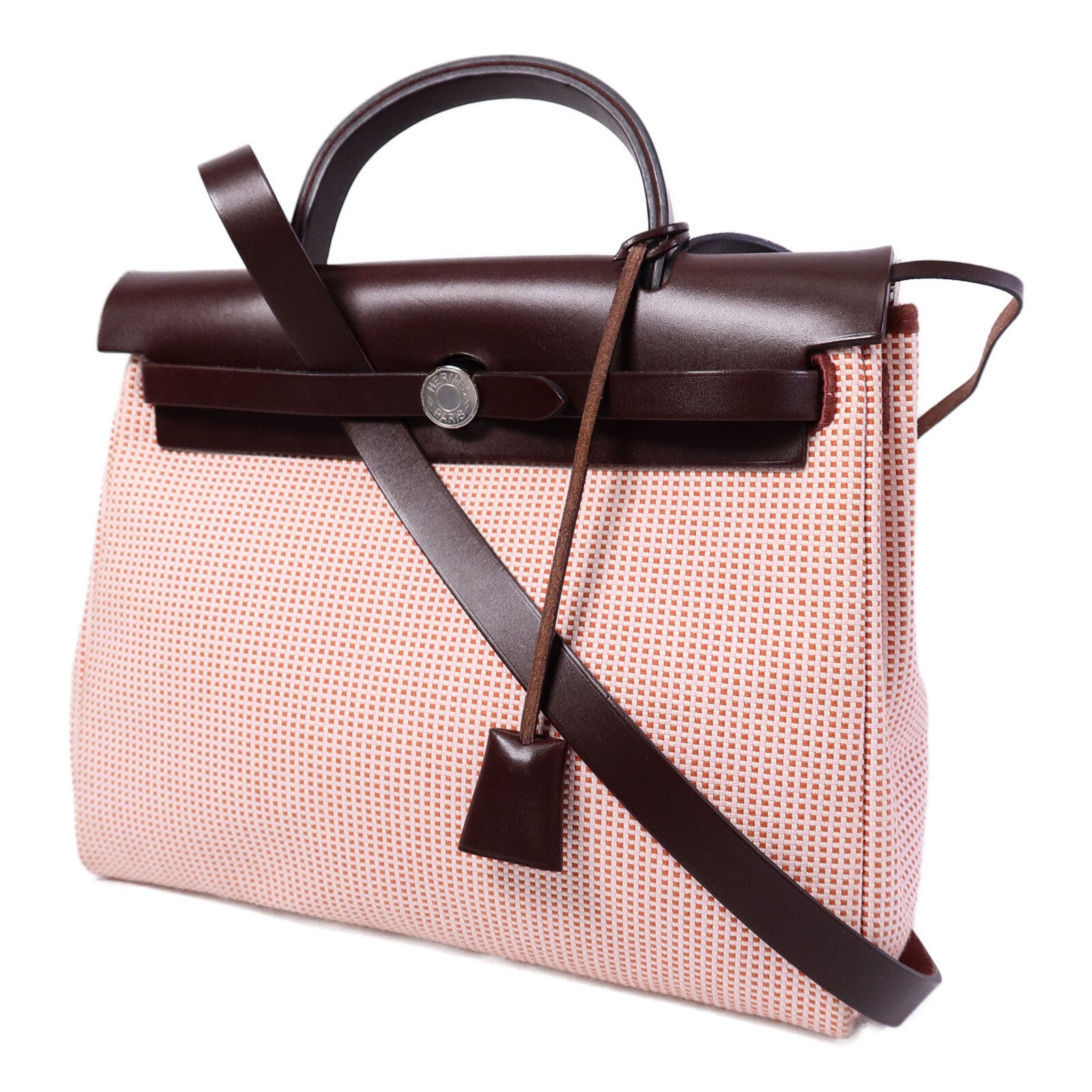HERMES 帆布Herbag 31手挽肩背兩用袋Rouge Sellier