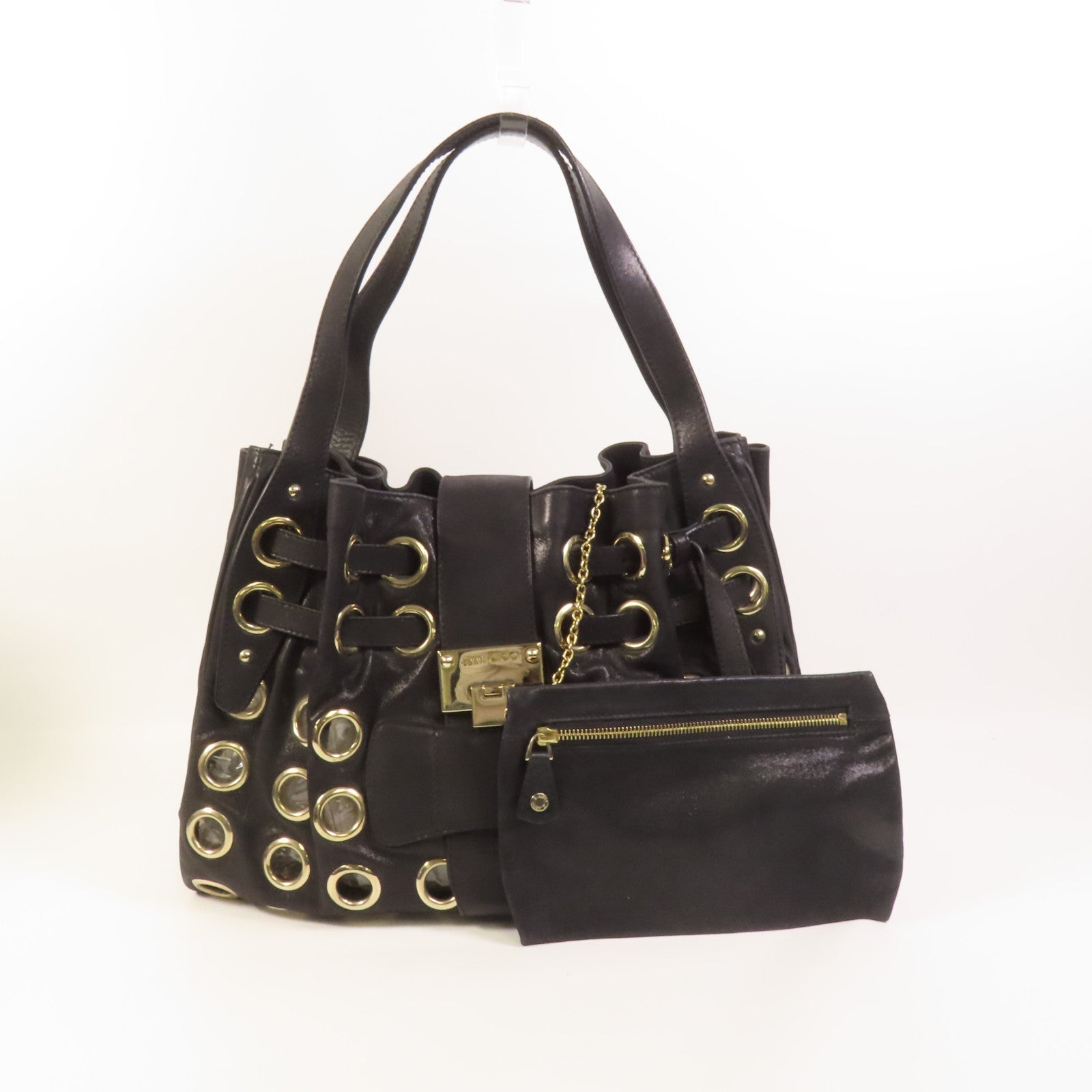 JIMMY CHOO 皮革Ramona Bag金扣肩背袋