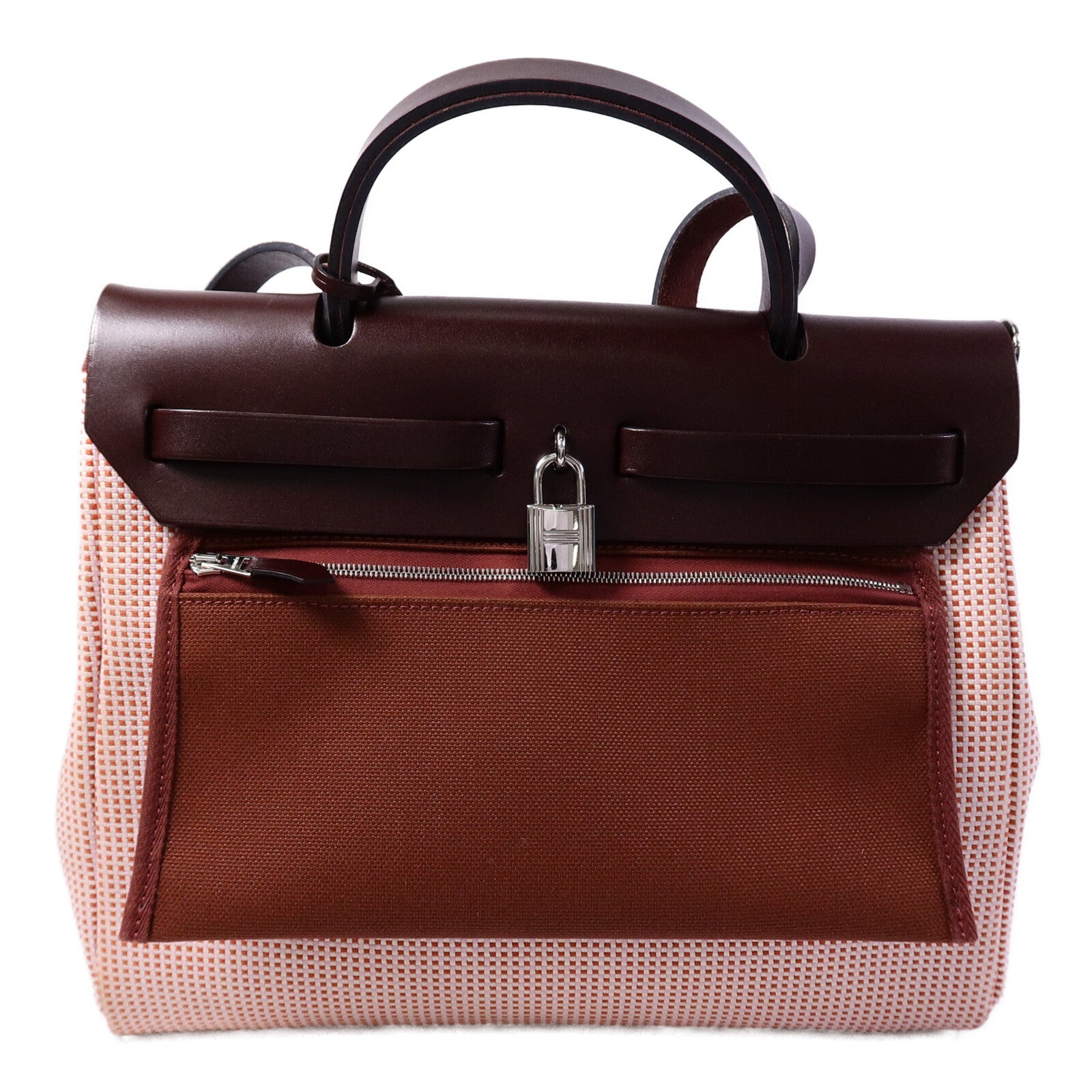 HERMES 帆布Herbag 31手挽肩背兩用袋Rouge Sellier