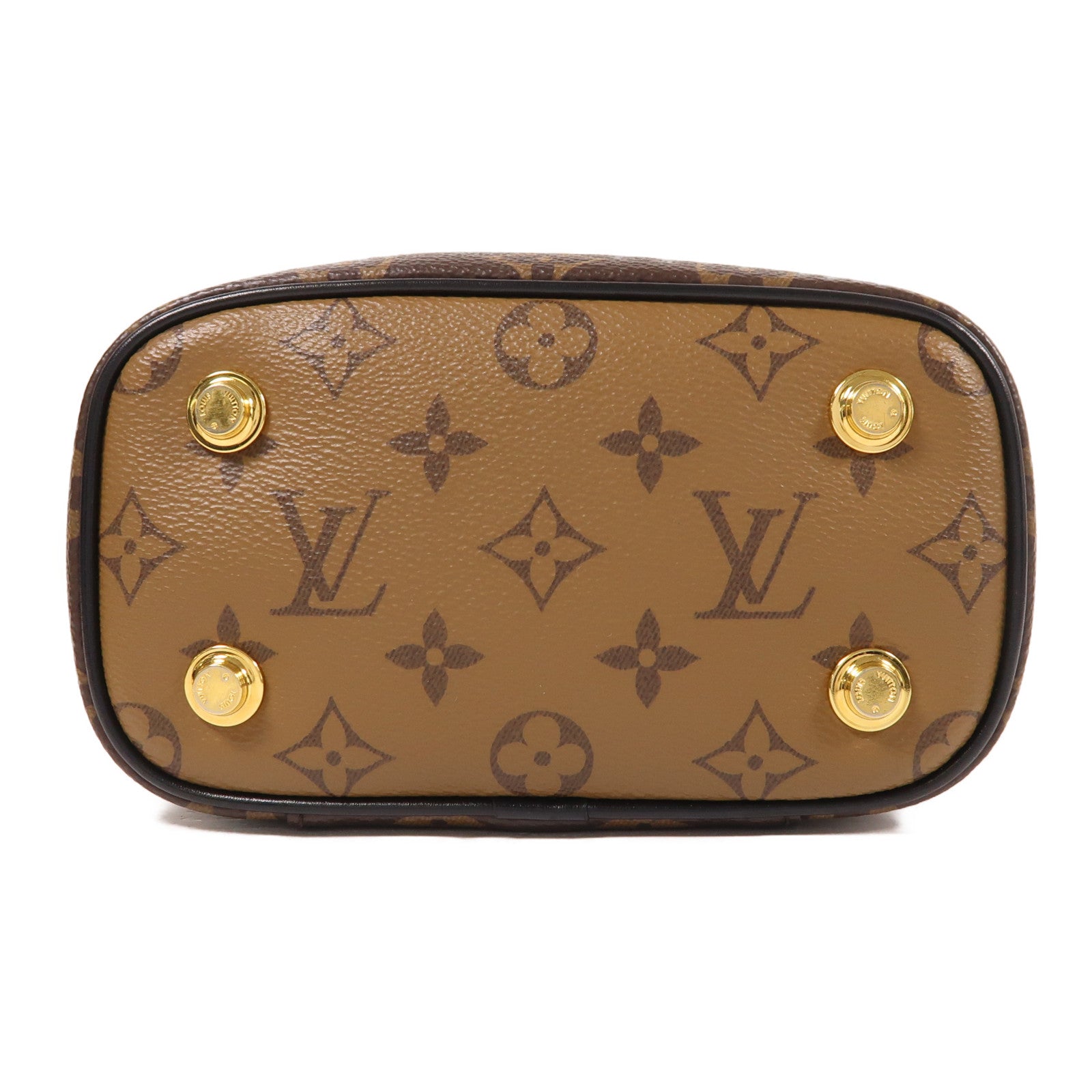 LOUIS VUITTON Monogram Reverse Vanity PM金扣手挽肩背兩用袋棕色