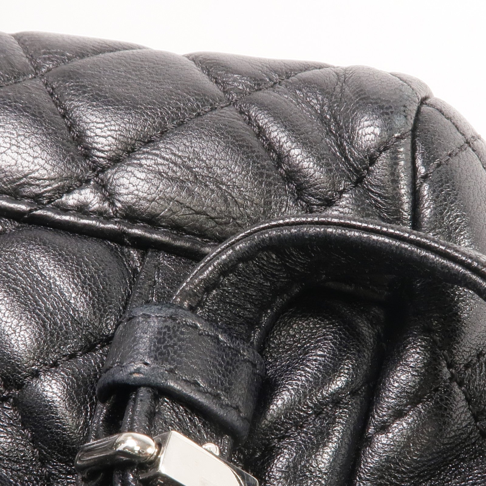 CHANEL 羊皮皮革Backpack銀扣背包