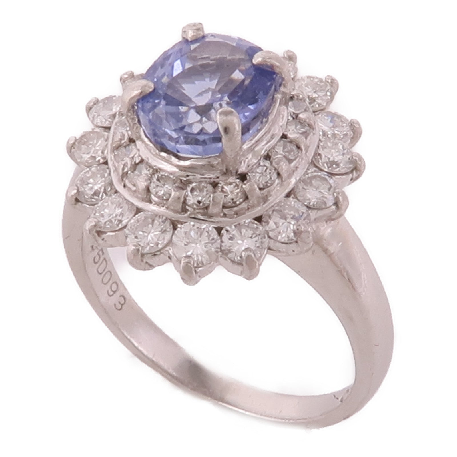 JEWELRY 【激減優惠】PT850鉑金/Sapphire/Diamond Ring藍寶石/鑽石戒指US#5.5