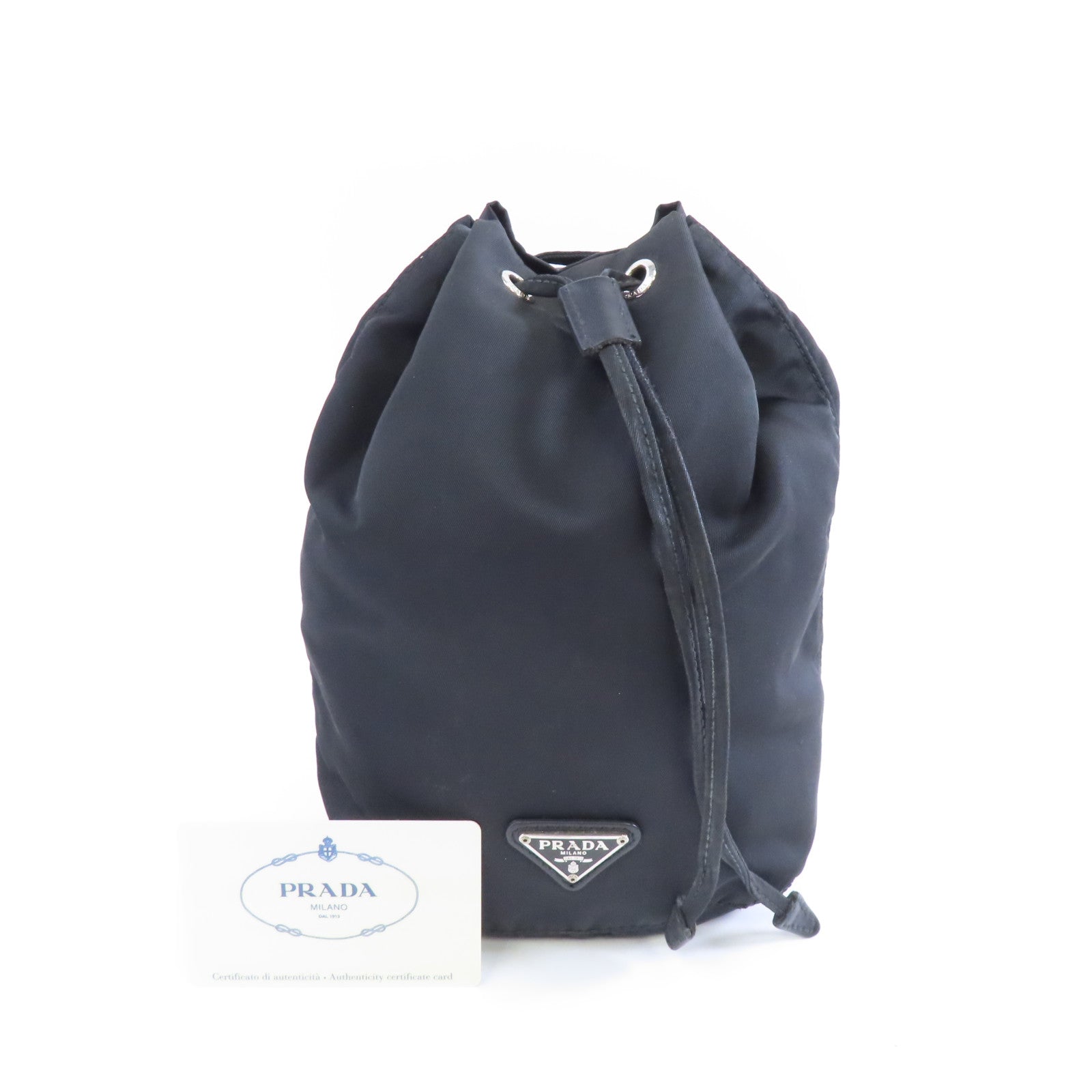 PRADA 尼龍Vela Pouch銀扣手挽袋黑色