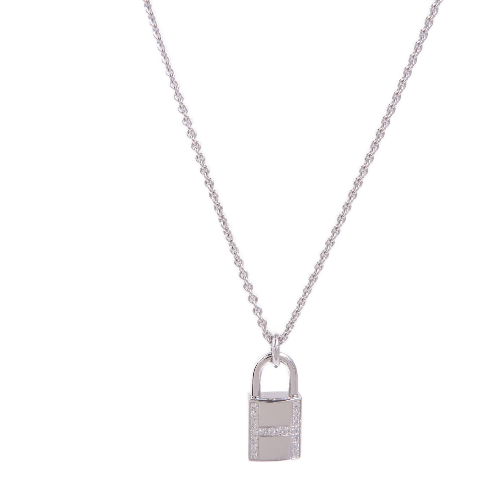 HERMES Kelly Cadenas Necklace H121333B 00 Diamond 18K White Gold