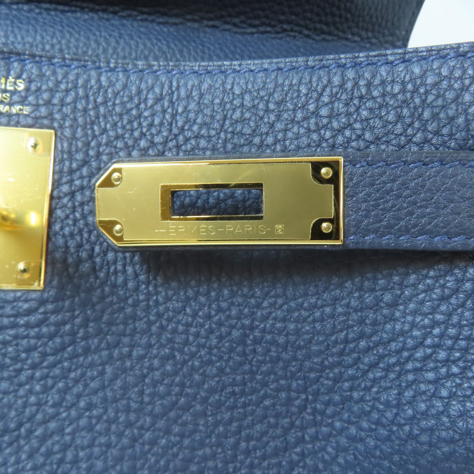 HERMES Togo皮革Kelly 28金扣手挽肩背兩用袋深藍色