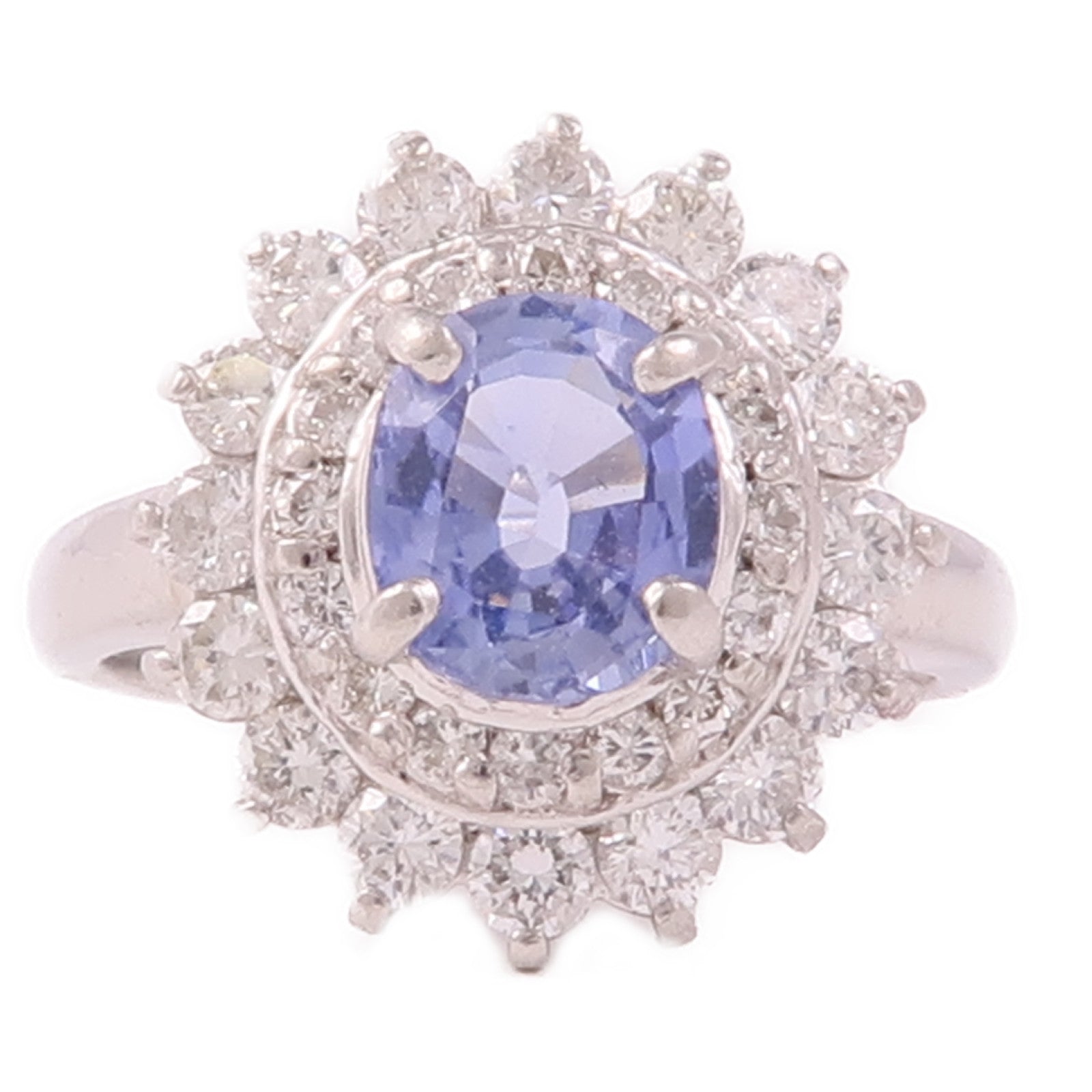 JEWELRY 【激減優惠】PT850鉑金/Sapphire/Diamond Ring藍寶石/鑽石戒指US#5.5