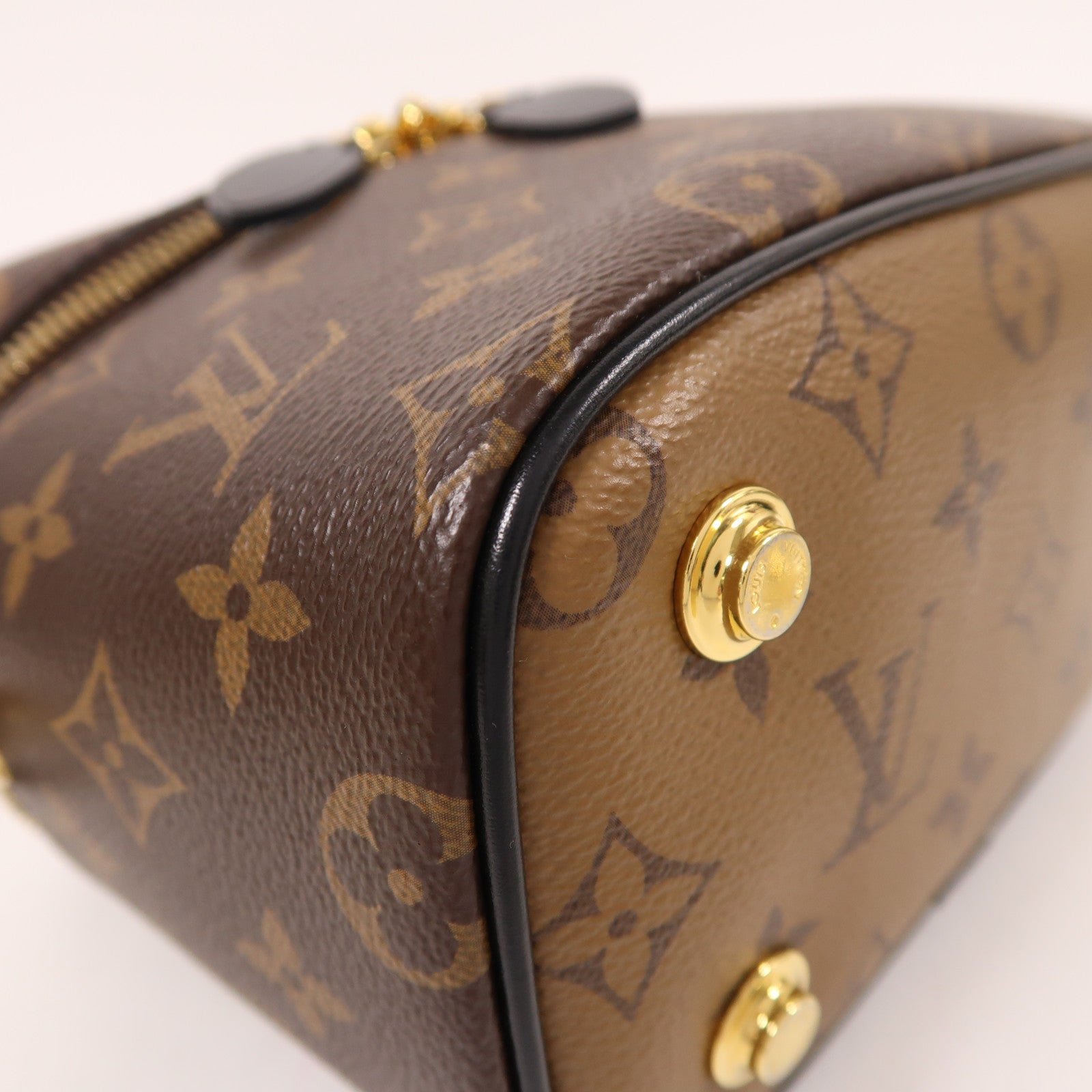 LOUIS VUITTON Monogram Reverse Vanity PM金扣手挽肩背兩用袋棕色