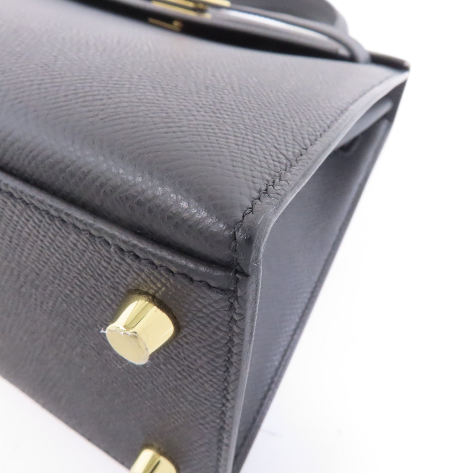 HERMES Epsom皮革Kelly 25金扣手挽肩背兩用袋Noir黑色