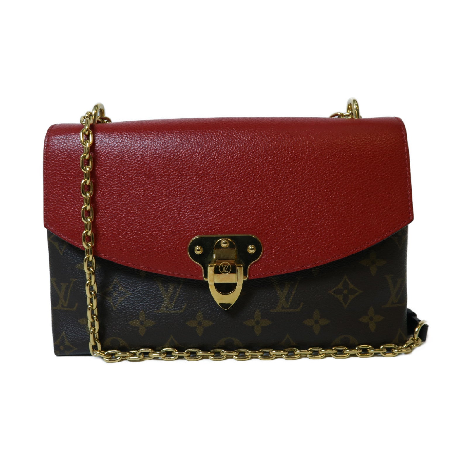LOUIS VUITTON 【激減優惠】Monogram Saint Placide Chain Shoulder Bag金扣鏈帶肩背袋啡色/紅色