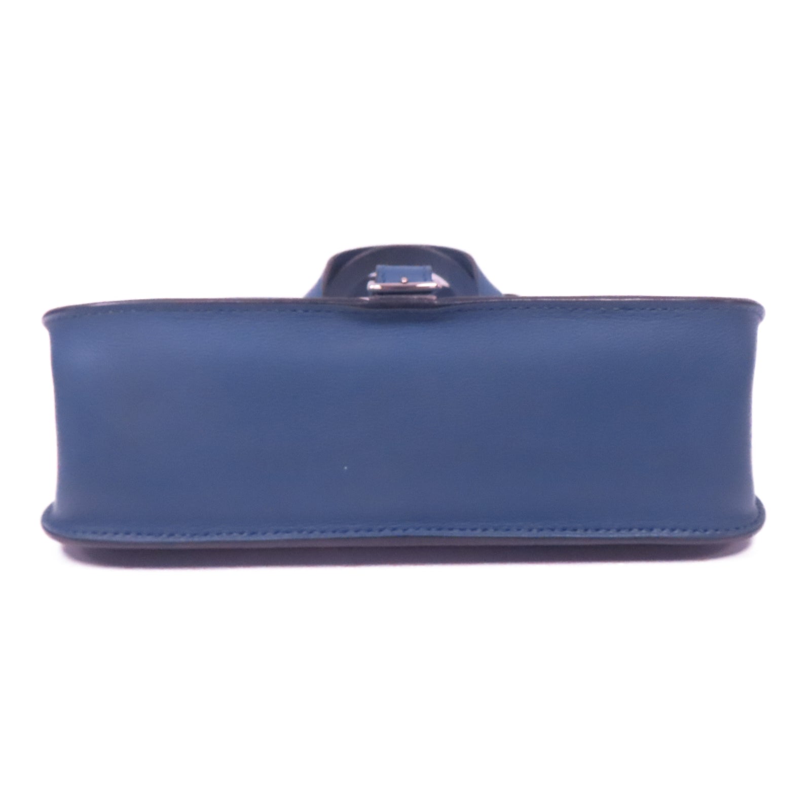 HERMES Swift皮革Mini Halzan Shoulder Bag銀扣肩背袋藍色