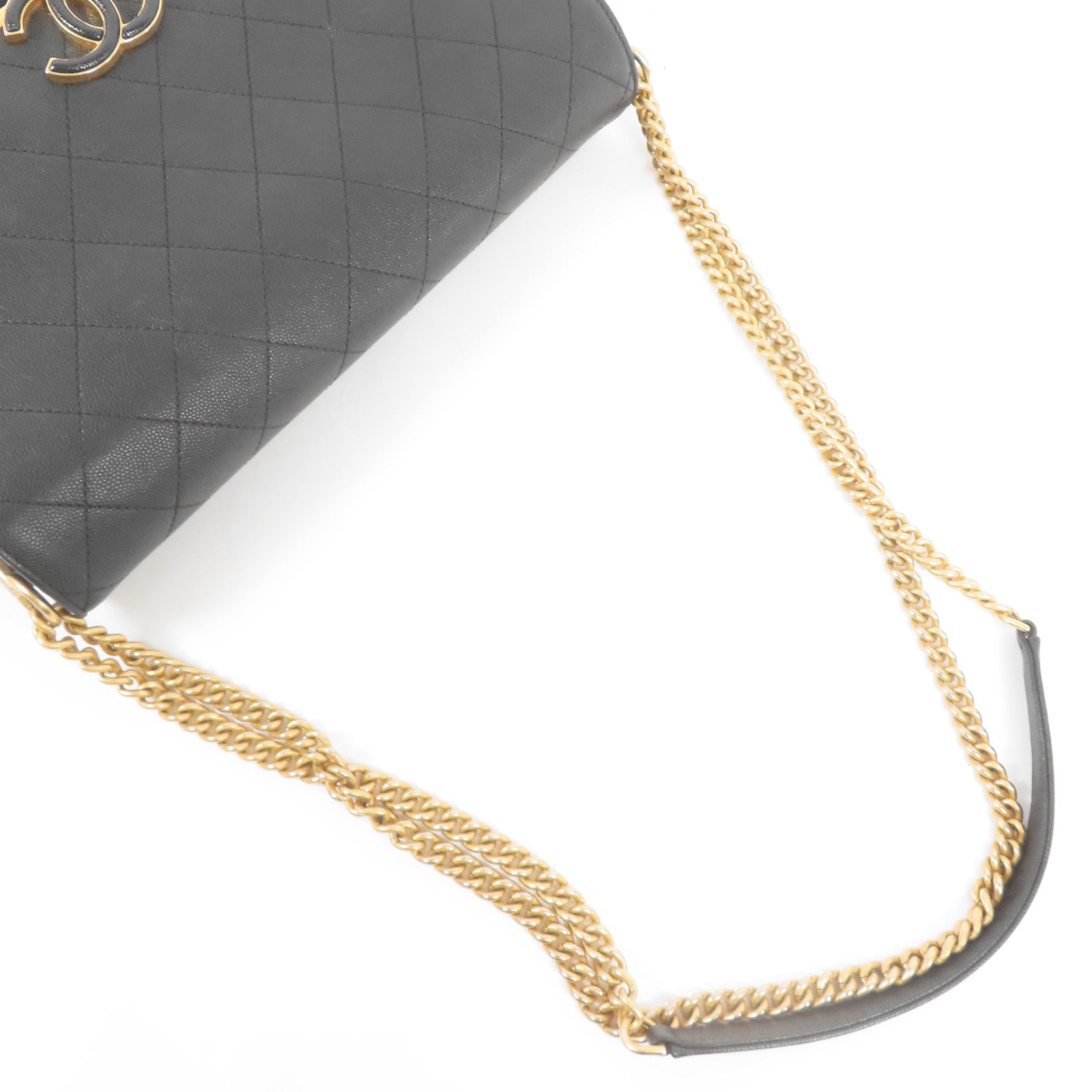 CHANEL 牛皮皮革Chain Shoulder金扣肩背袋