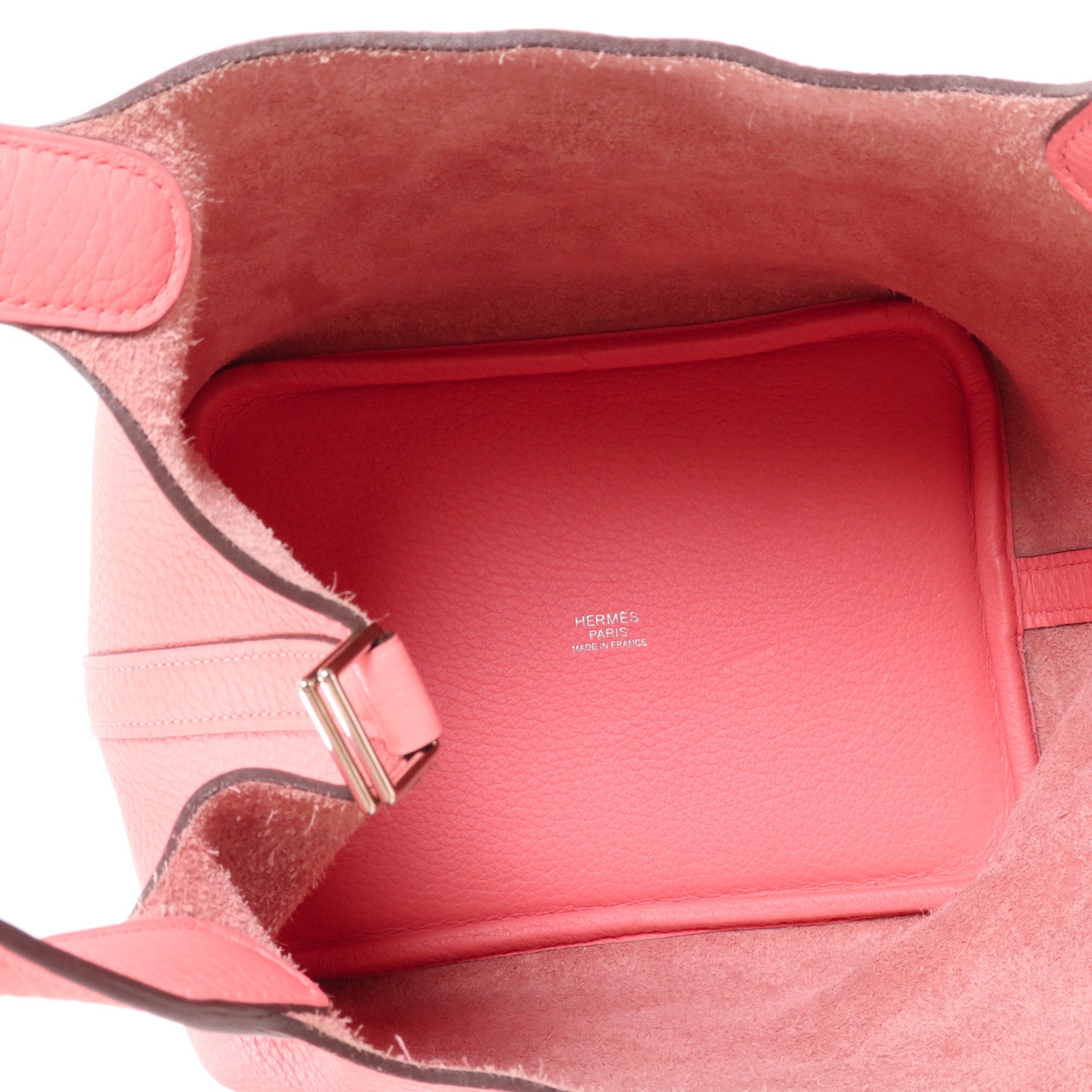 HERMES Clemence皮革Picotin PM銀扣手挽袋Rose Azalee
