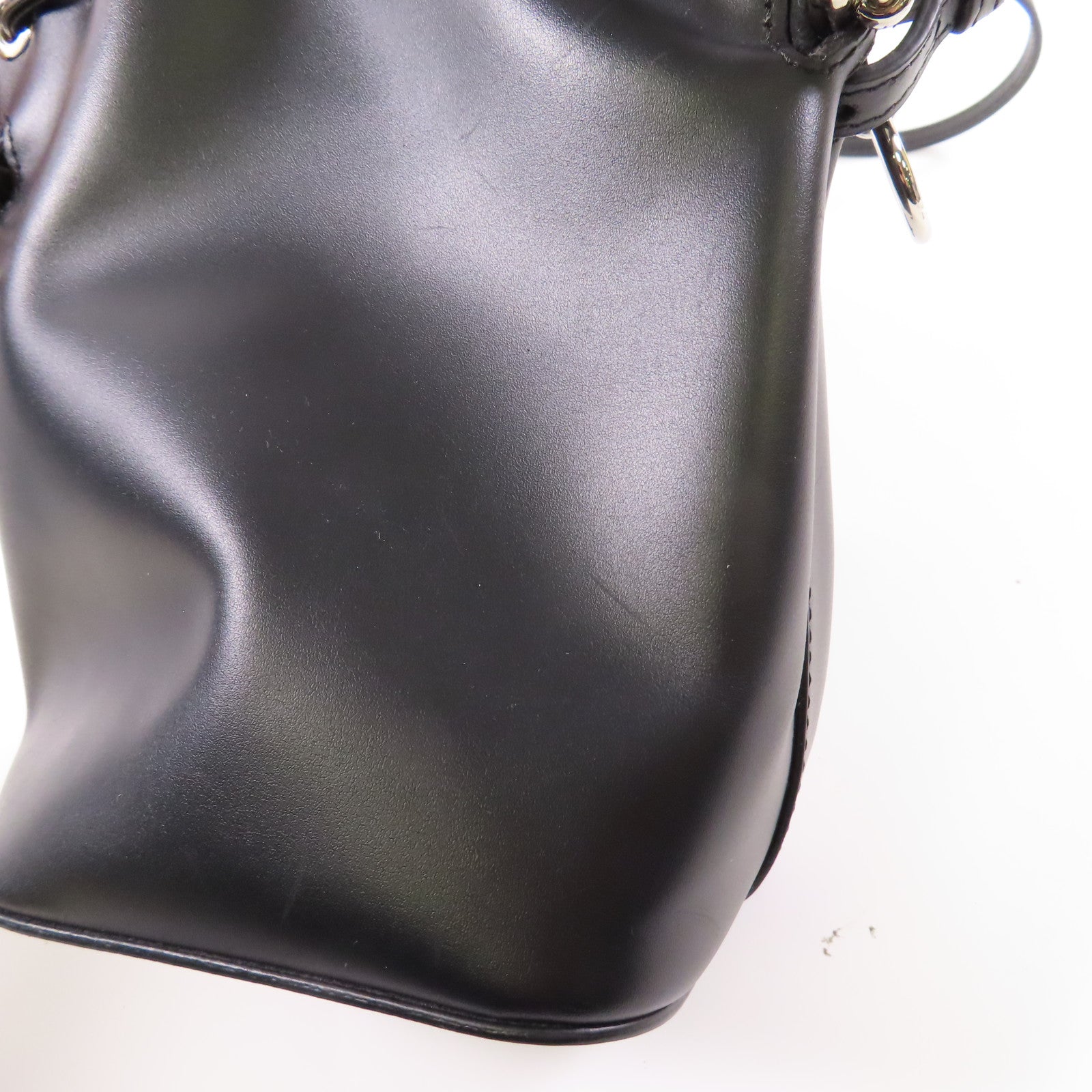 FENDI 牛皮皮革Mini Mon Tresor銀扣手挽肩背兩用袋