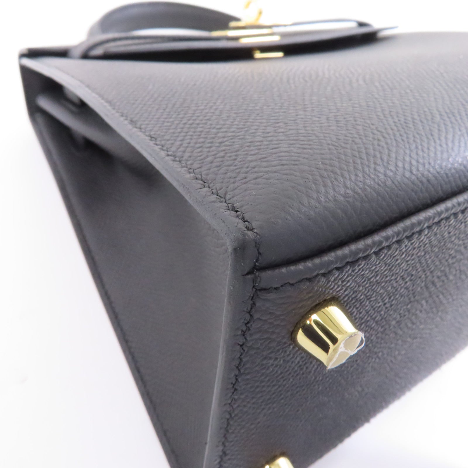 HERMES Epsom皮革Kelly 25金扣手挽肩背兩用袋Noir黑色