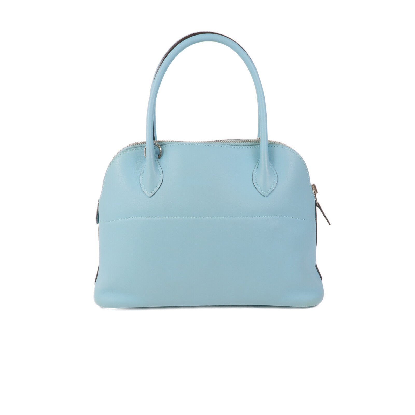 HERMES Swift皮革Bolide 27銀扣手挽肩背兩用袋Bleu Atoll