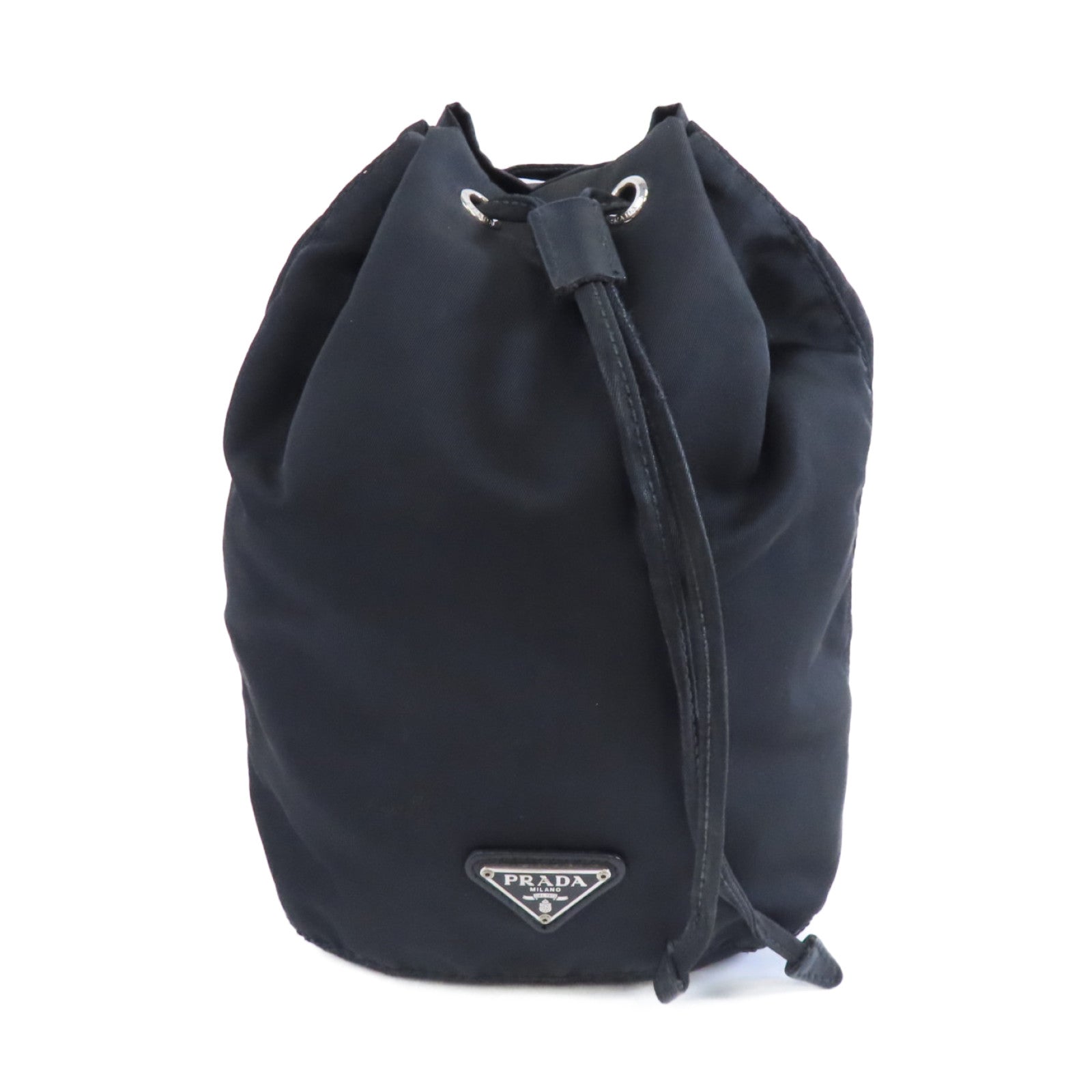 PRADA 尼龍Vela Pouch銀扣手挽袋黑色