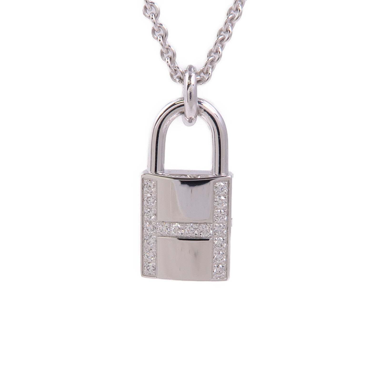 HERMES Kelly Cadenas Necklace H121333B 00 Diamond 18K White Gold