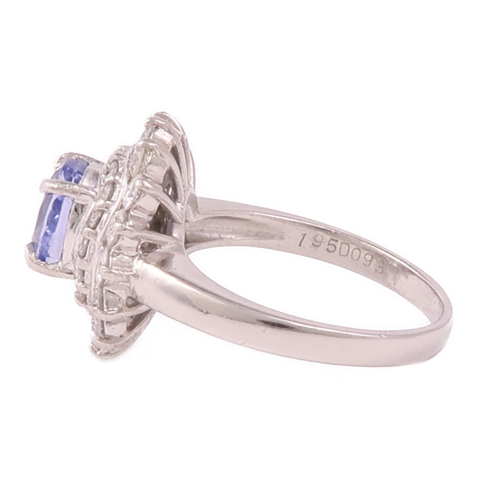 JEWELRY 【激減優惠】PT850鉑金/Sapphire/Diamond Ring藍寶石/鑽石戒指US#5.5