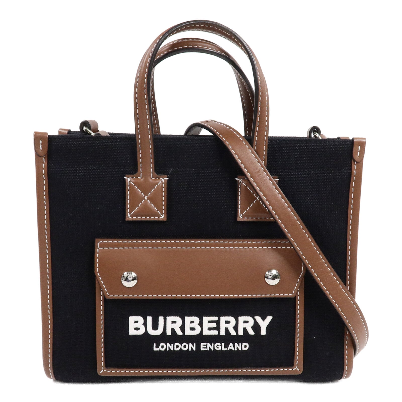 BURBERRY 帆布Mini Freya Tote Bag手挽肩背兩用袋