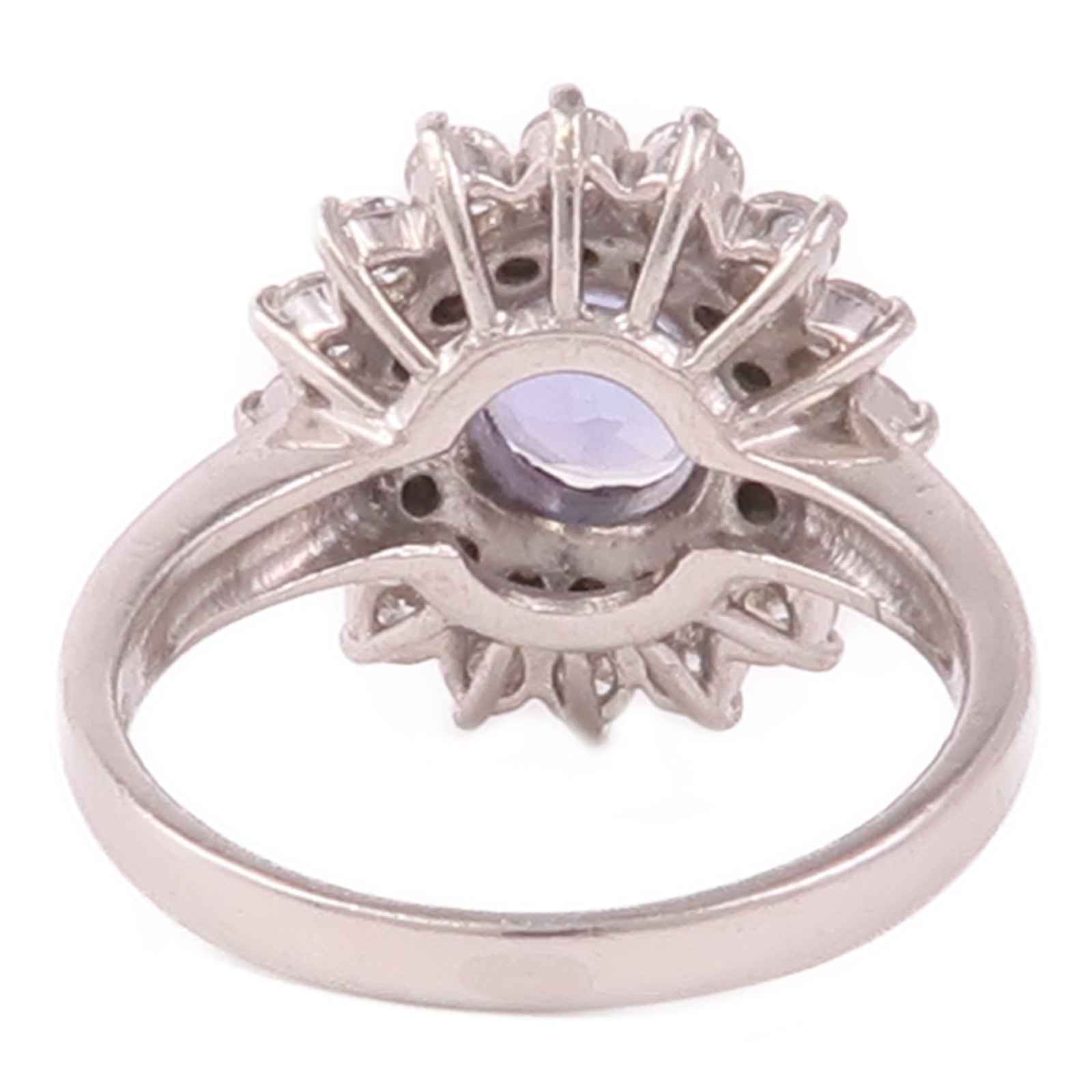 JEWELRY 【激減優惠】PT850鉑金/Sapphire/Diamond Ring藍寶石/鑽石戒指US#5.5