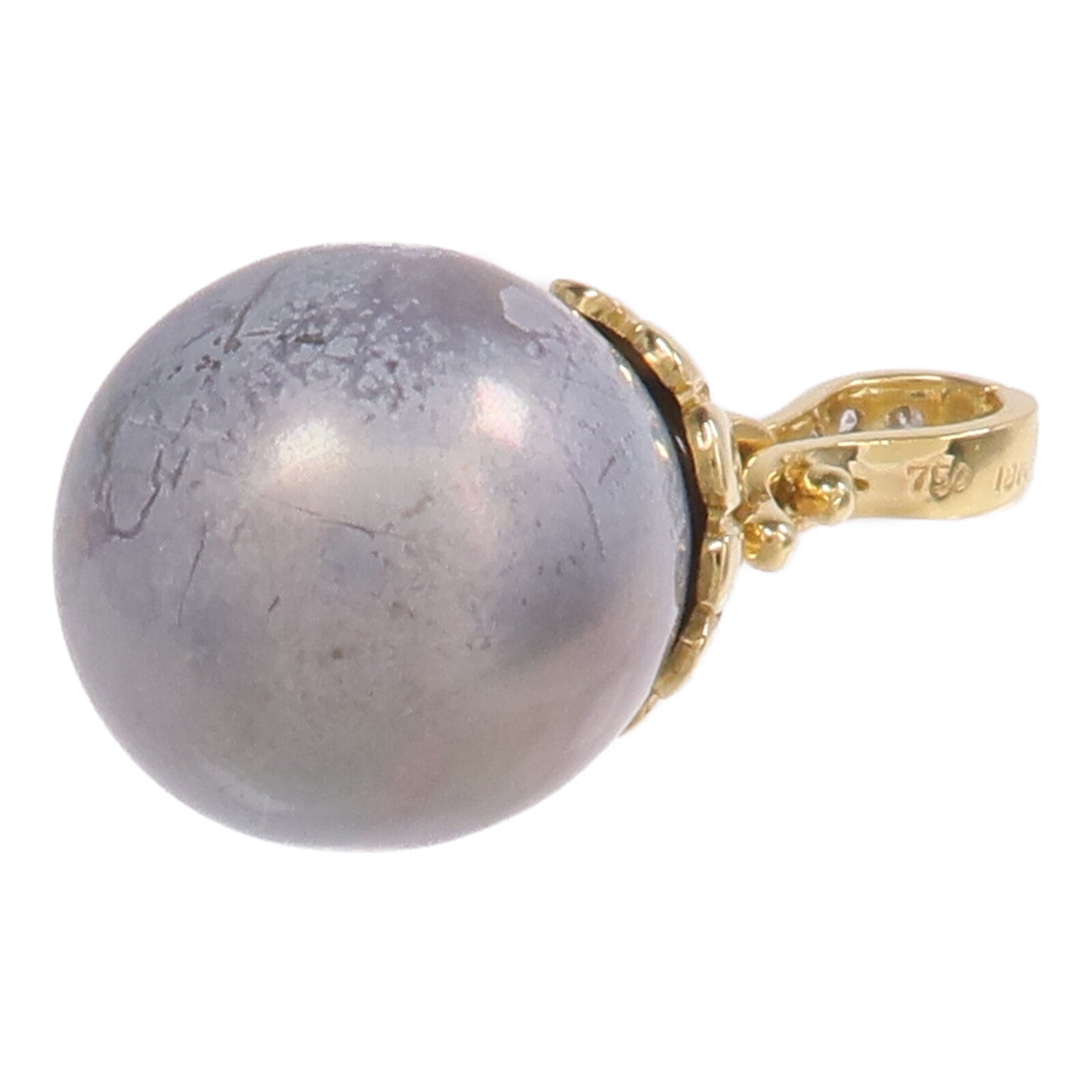 JEWELRY 18K黃金Black Pearl Diamond Pendant Top黑珍珠/鑽石吊墜