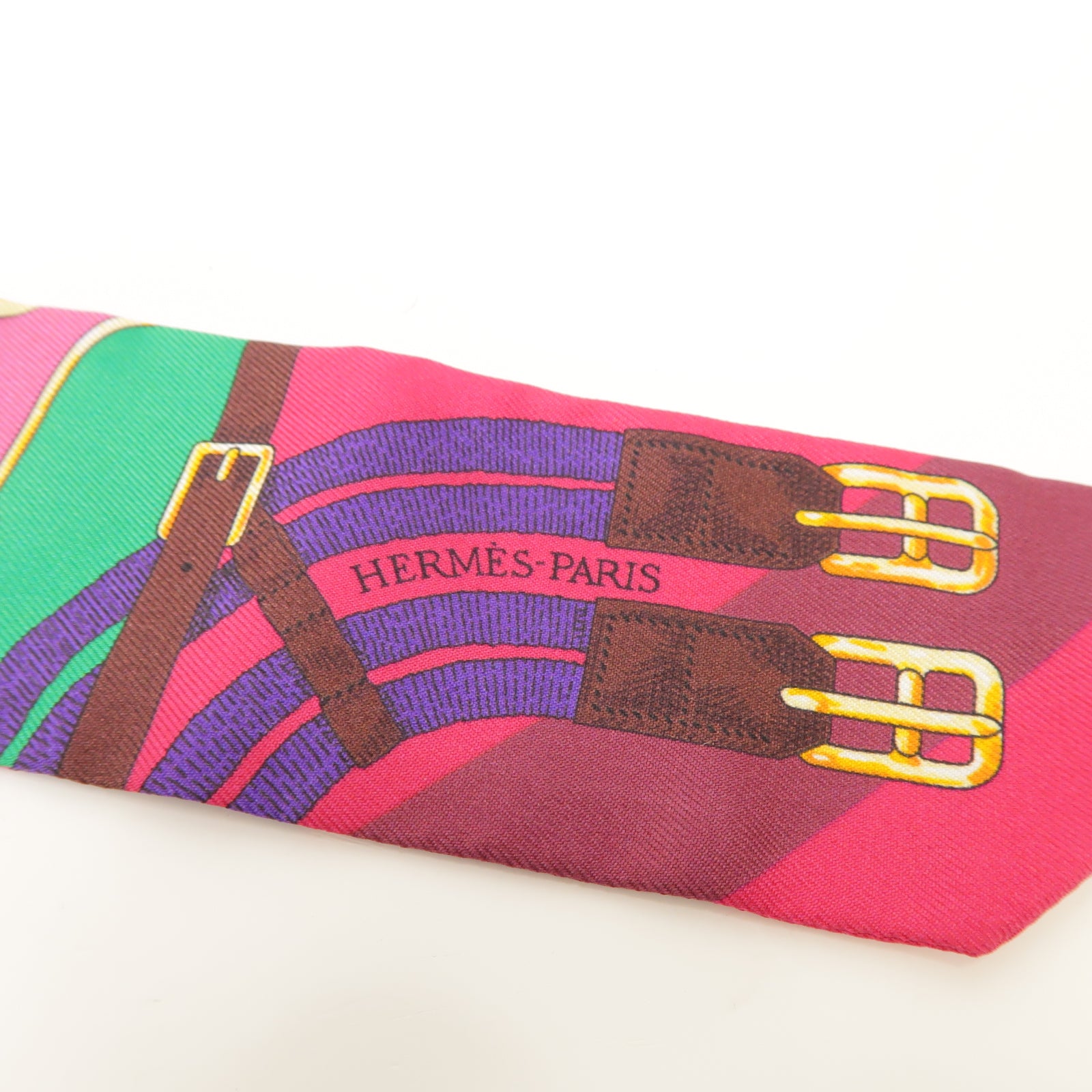 HERMES 絲質Twilly Scarf圍巾紫色/綠色/橙色