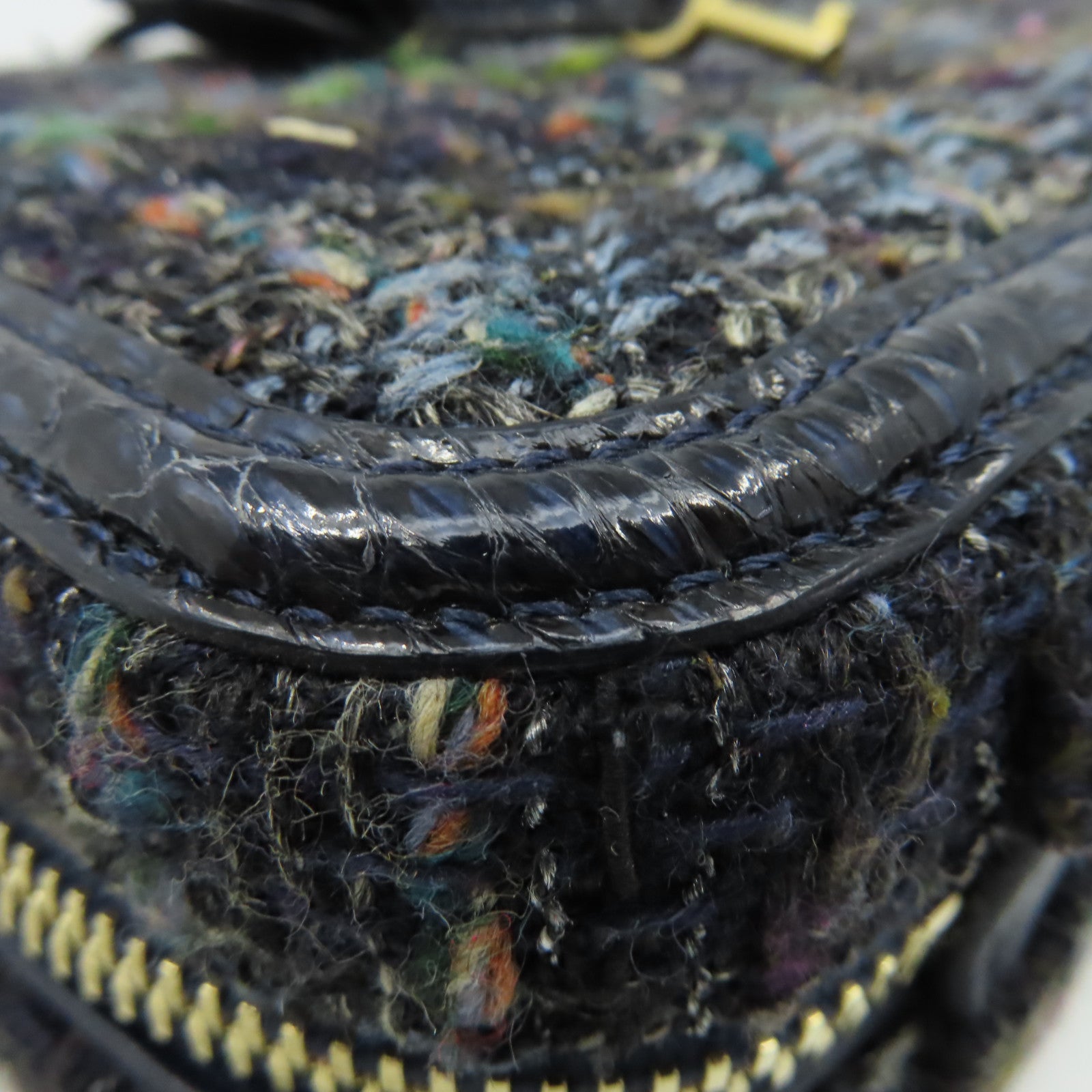 CHANEL 【激減優惠】斜紋軟呢/蛇皮皮革Vanity Case Medium 2Way Shoulder Bag金扣鏈帶手挽肩背兩用袋深藍色