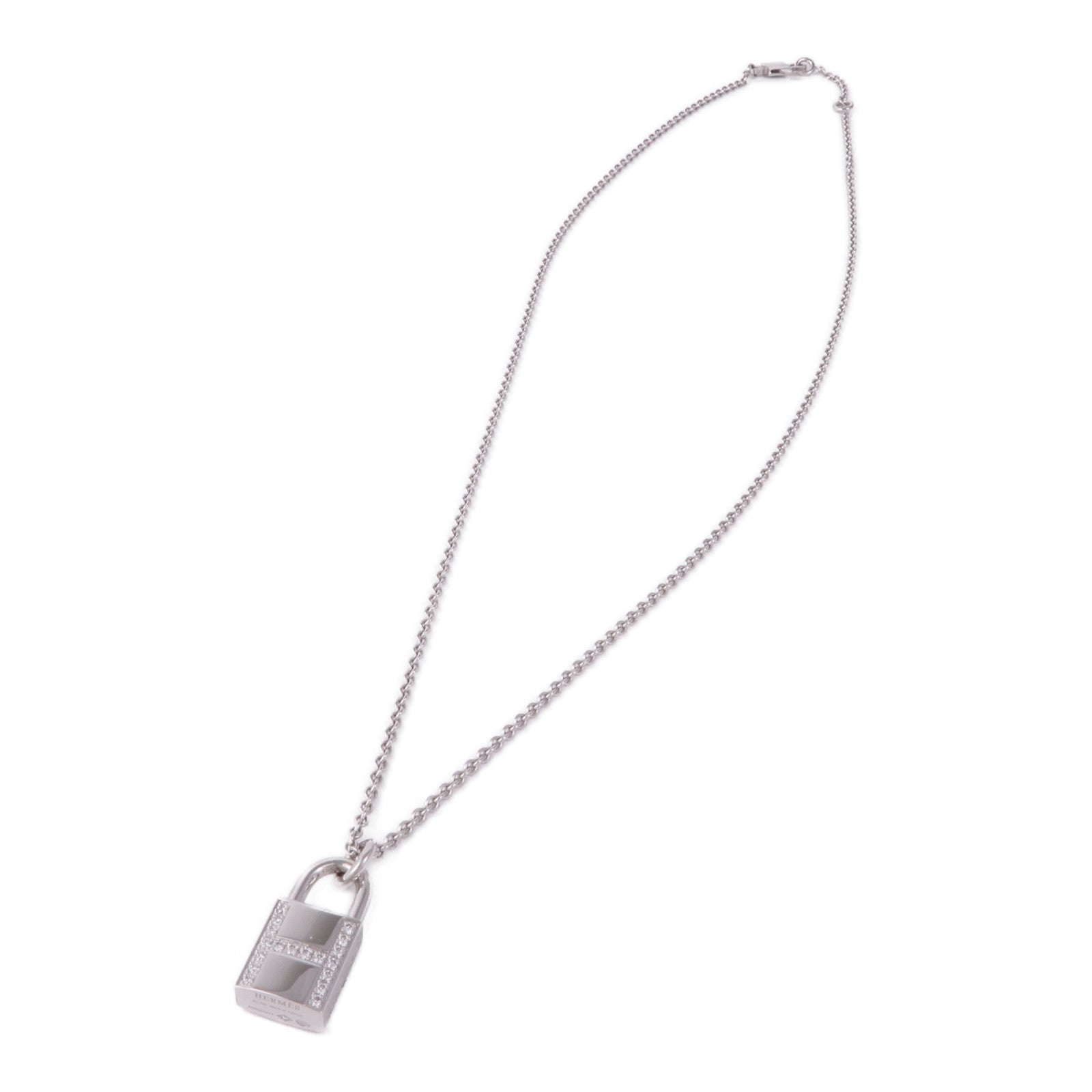 HERMES 18K白金Kelly Cadenas鑽石項鍊
