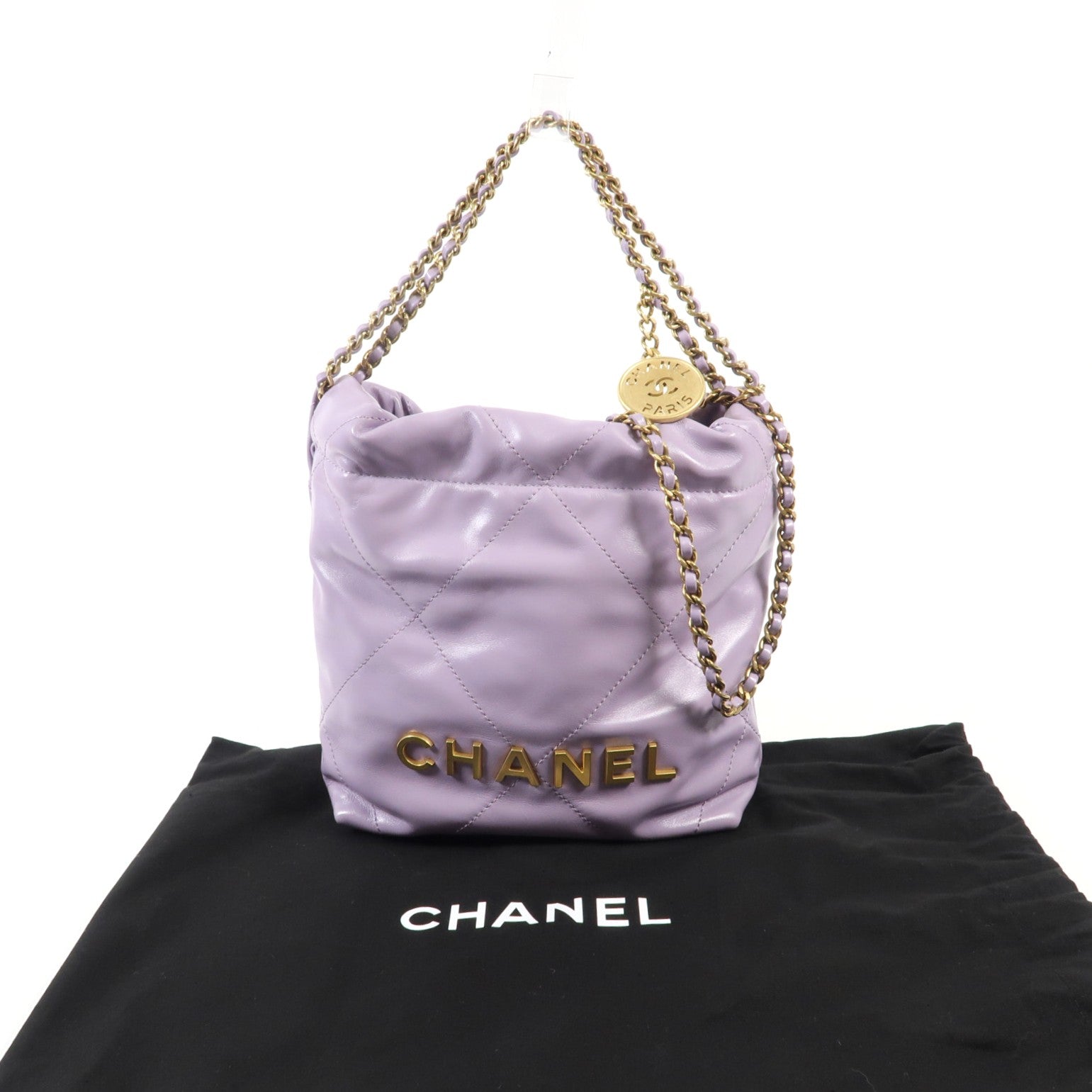 CHANEL 牛皮皮革Chanel 22 Mini鏈帶肩背袋
