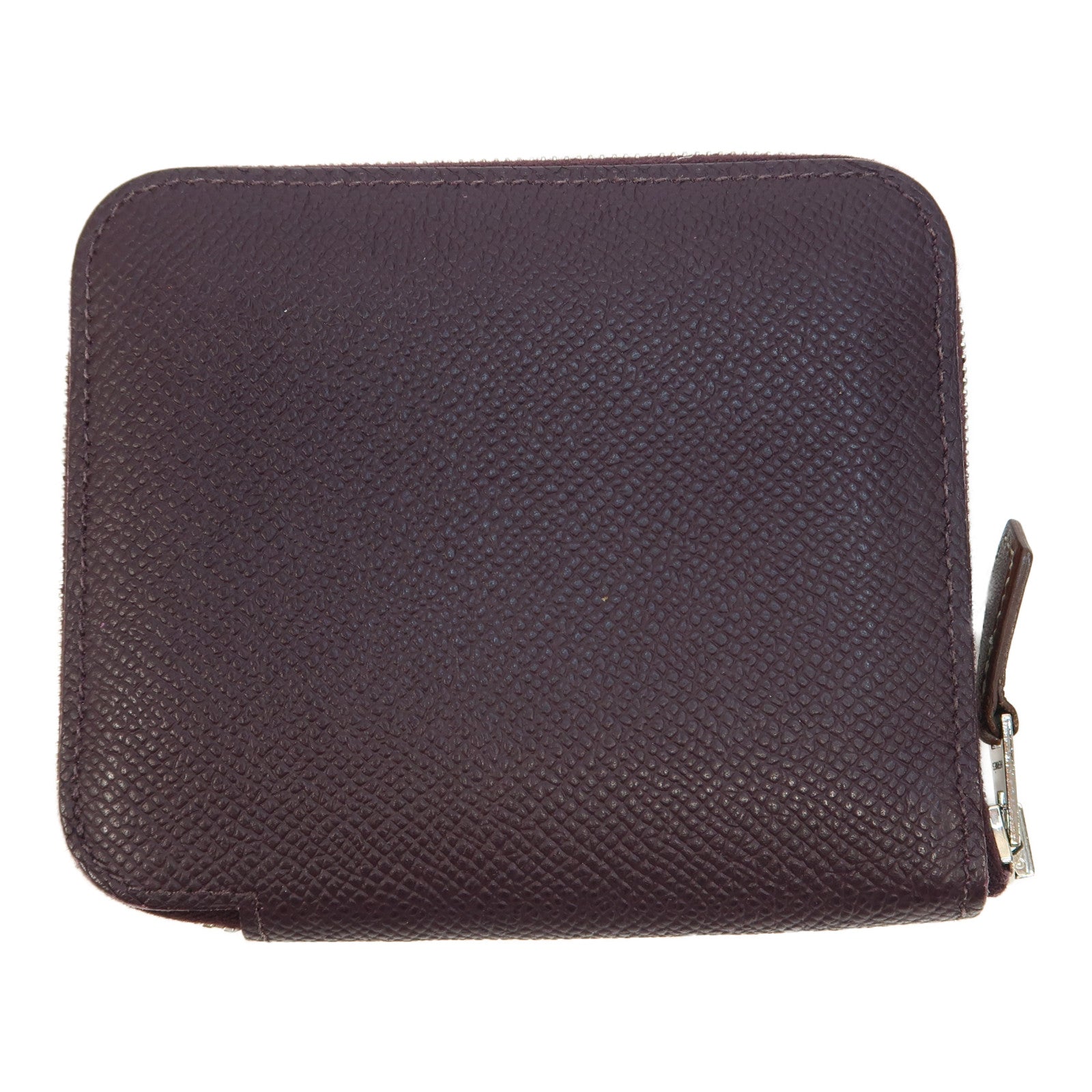 HERMES Epsom皮革Silk-In Compact Zipper Wallet銀扣錢包Cassis/暗紫色