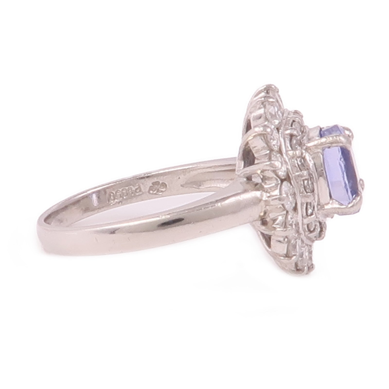 JEWELRY 【激減優惠】PT850鉑金/Sapphire/Diamond Ring藍寶石/鑽石戒指US#5.5