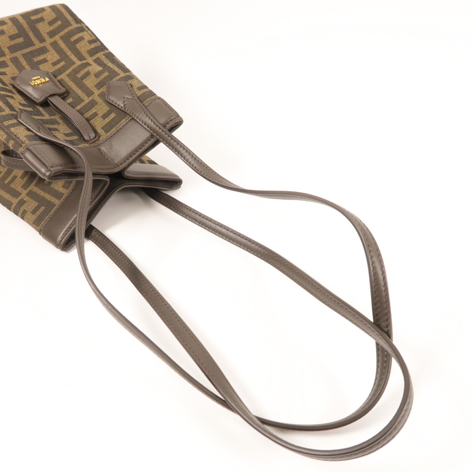 FENDI 帆布Origami Mini FF金扣肩背袋