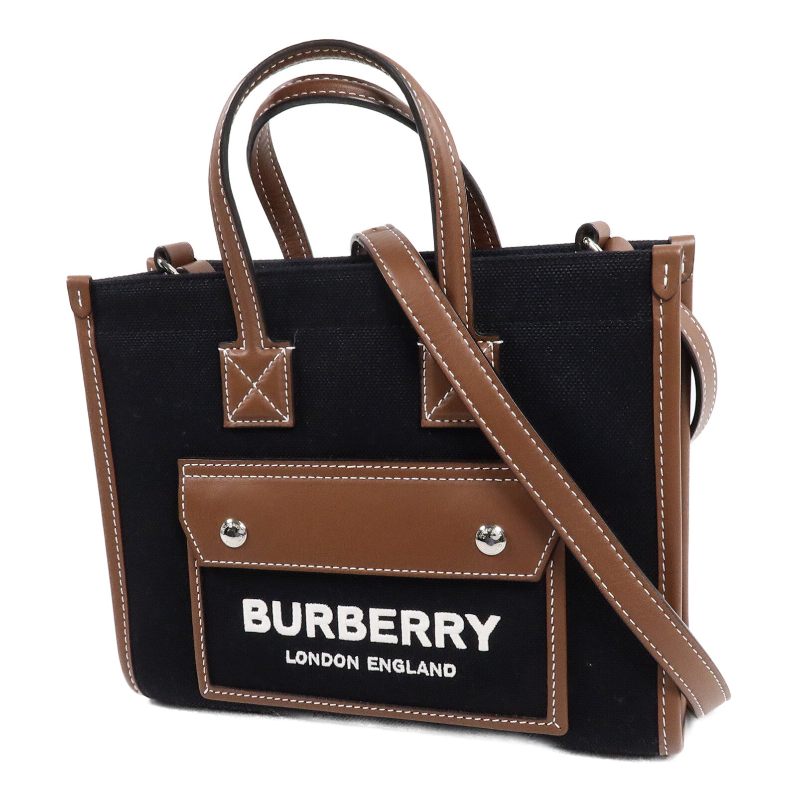 BURBERRY 帆布Mini Freya Tote Bag手挽肩背兩用袋