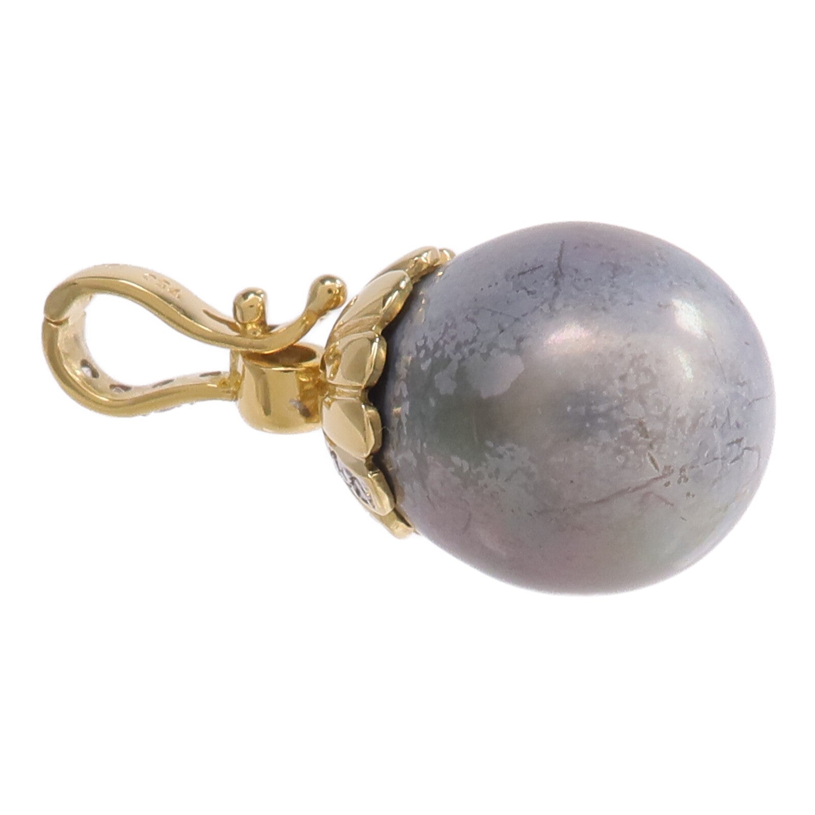 JEWELRY 18K黃金Black Pearl Diamond Pendant Top黑珍珠/鑽石吊墜