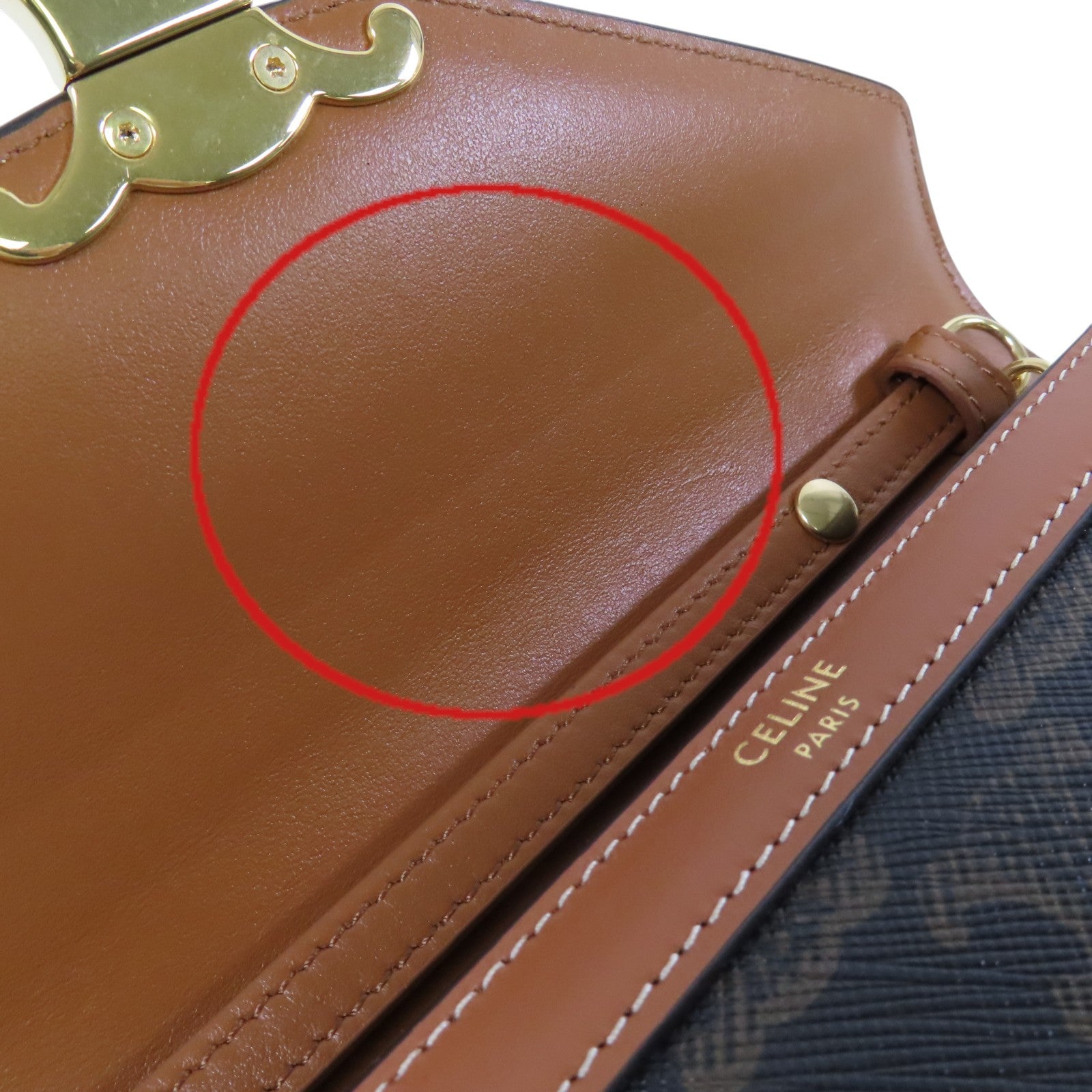 CELINE Triomphe帆布Margo金扣鏈帶肩背袋