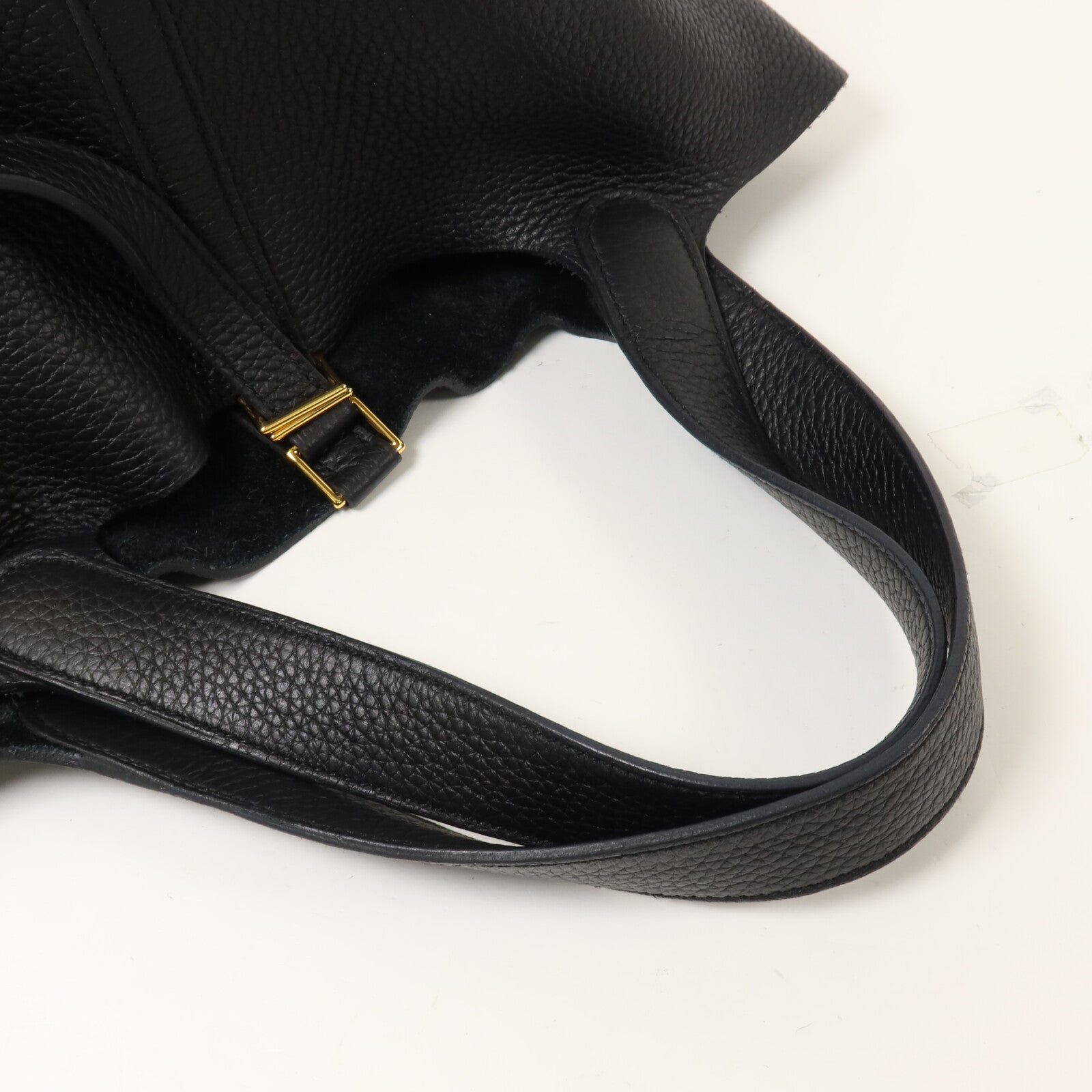 HERMES Clemence皮革Picotin MM扣手挽袋Noir