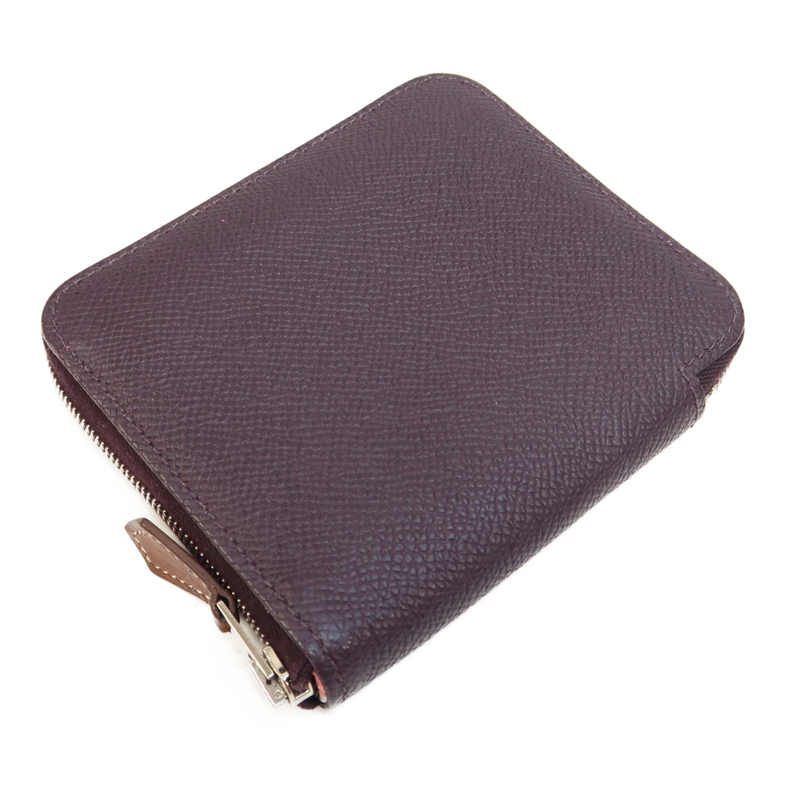 HERMES Epsom皮革Silk-In Compact Zipper Wallet銀扣錢包Cassis/暗紫色